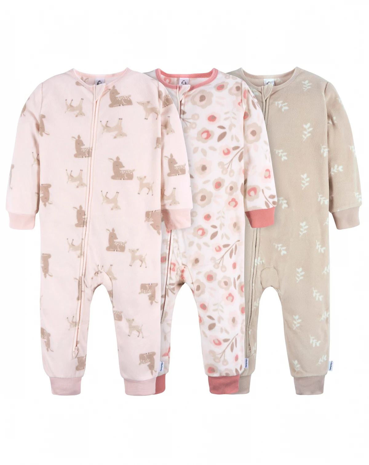 Baby Girls Footless Fleece Pajamas, 3-Pack