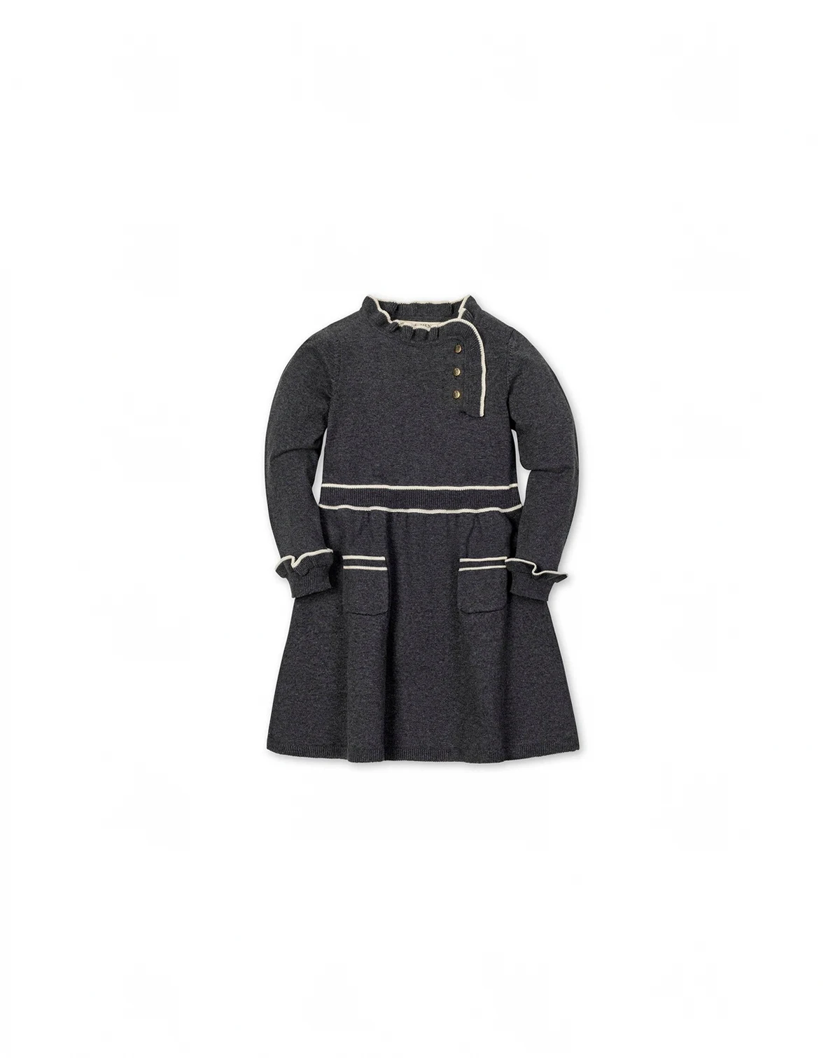 Toddler Girls' Organic Long Sleeve Ruffle Trim Sweater Dress