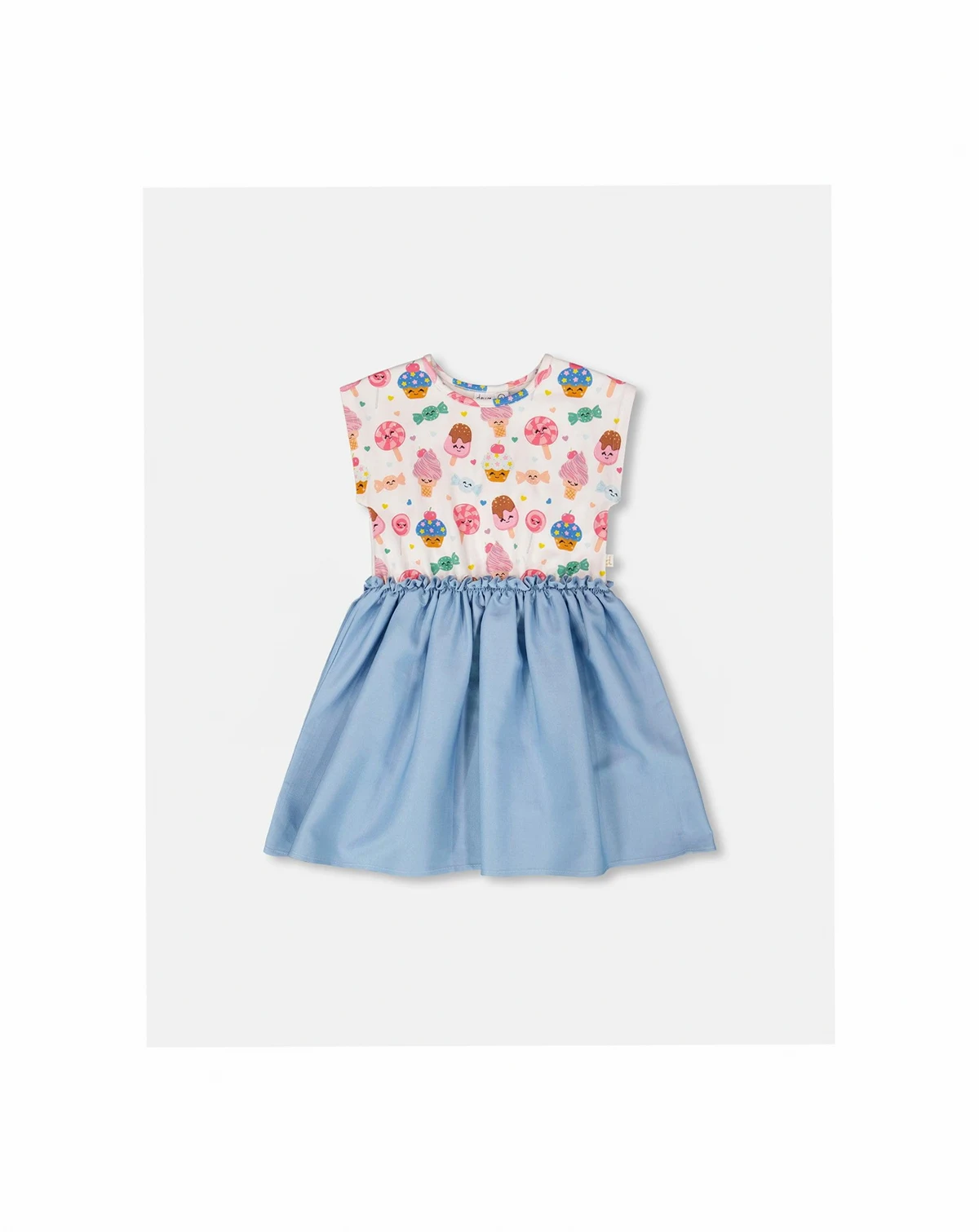 Toddler Girls Bi-Material Dress Candy Print