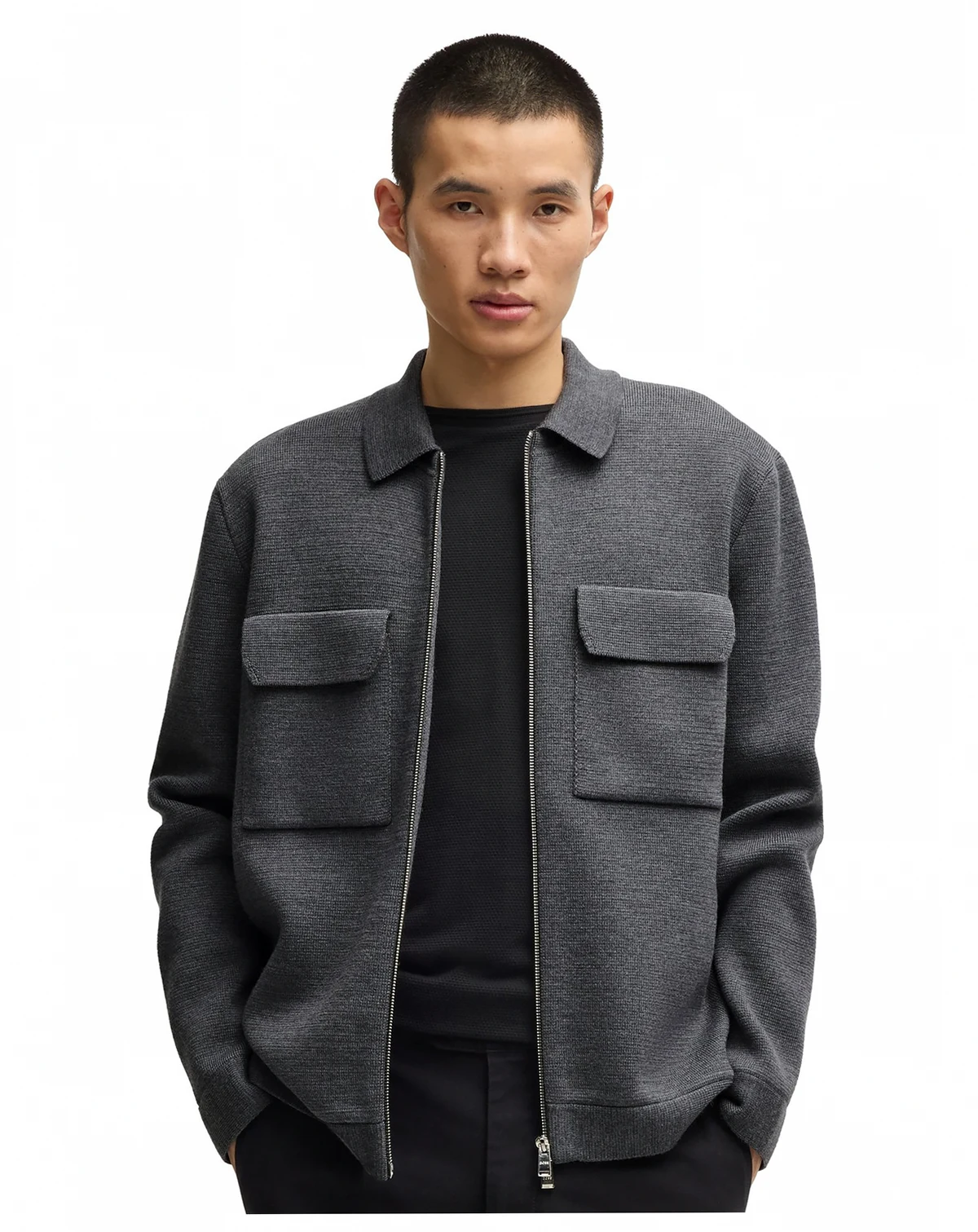 Men's Virgin Wool Zip-Up Regular-Fit Jacket