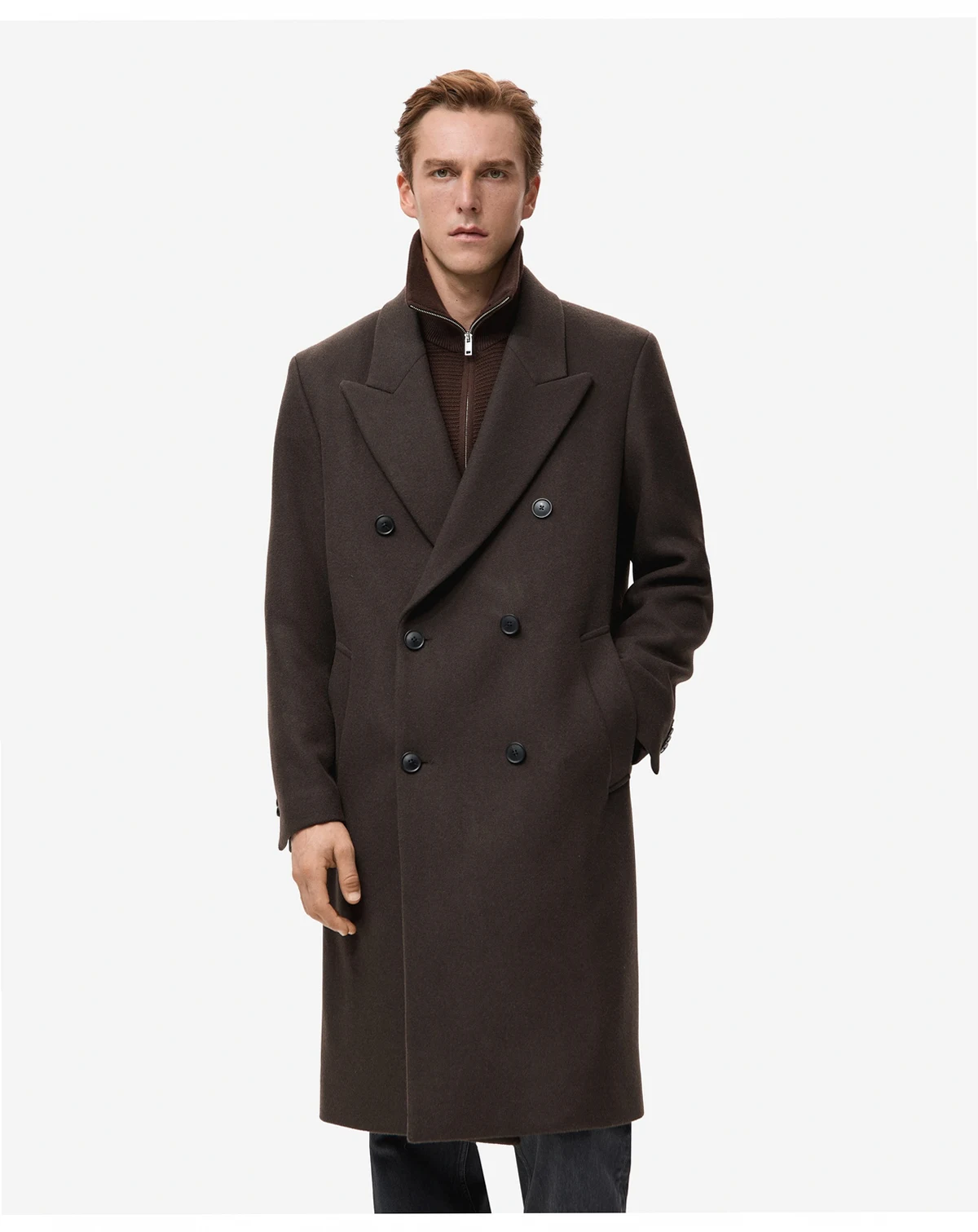Men's Relaxed-Fit Double-Breasted Wool Coat