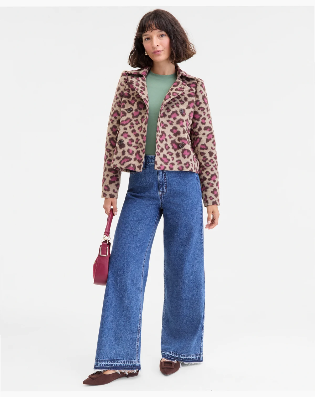 Women's Brushed Animal Print Shrunken Peacoat, Macy's Exclusive