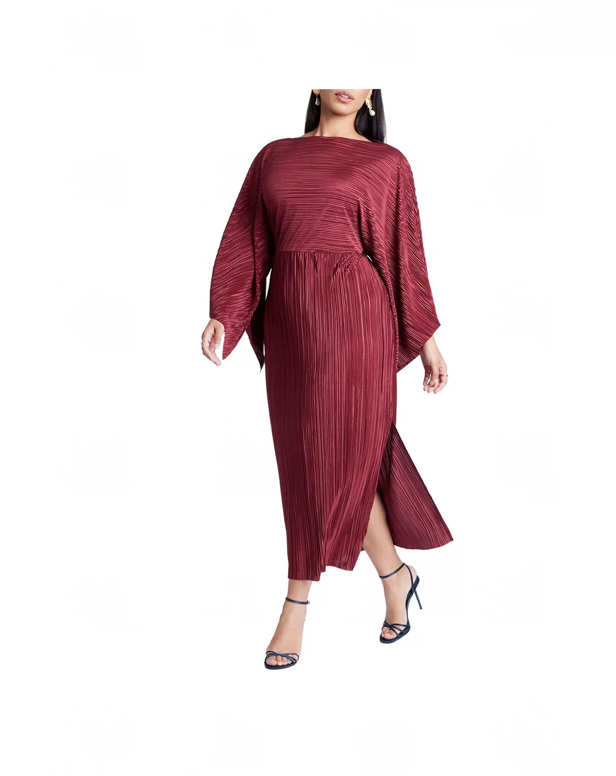 Women's Plus Size Cape Effect Plisse Dress