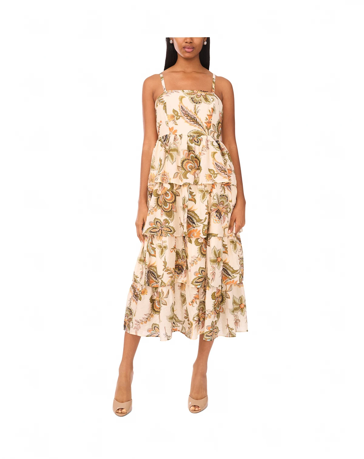 Women's Sleeveless Tiered Midi Dress