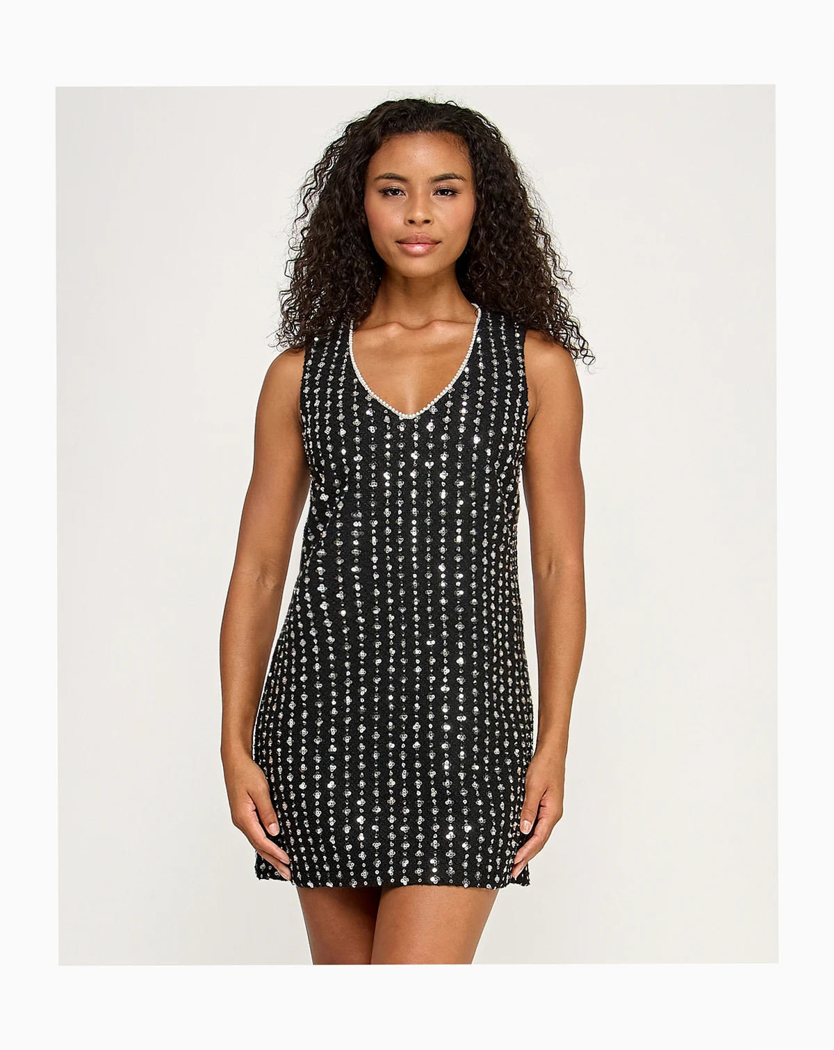 Juniors' Sequin V-Neck Dress