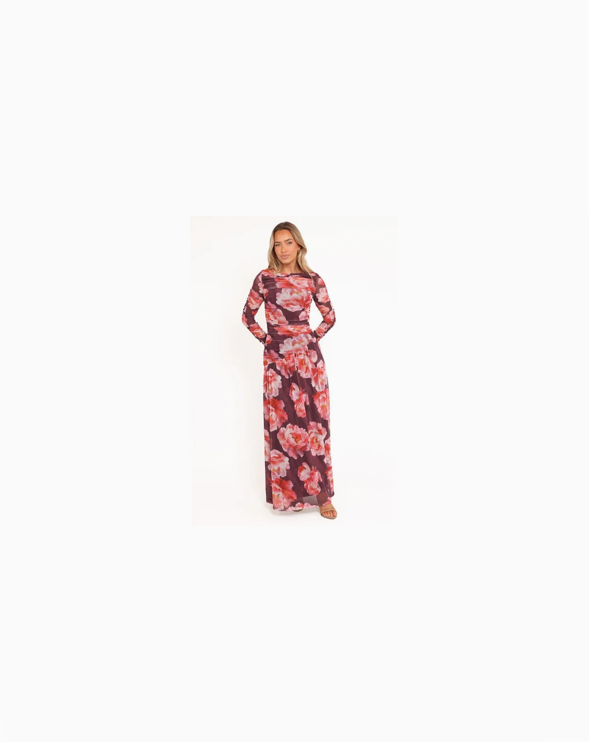 Women's Calypso Long Sleeve Maxi Dress - Burgundy Peony