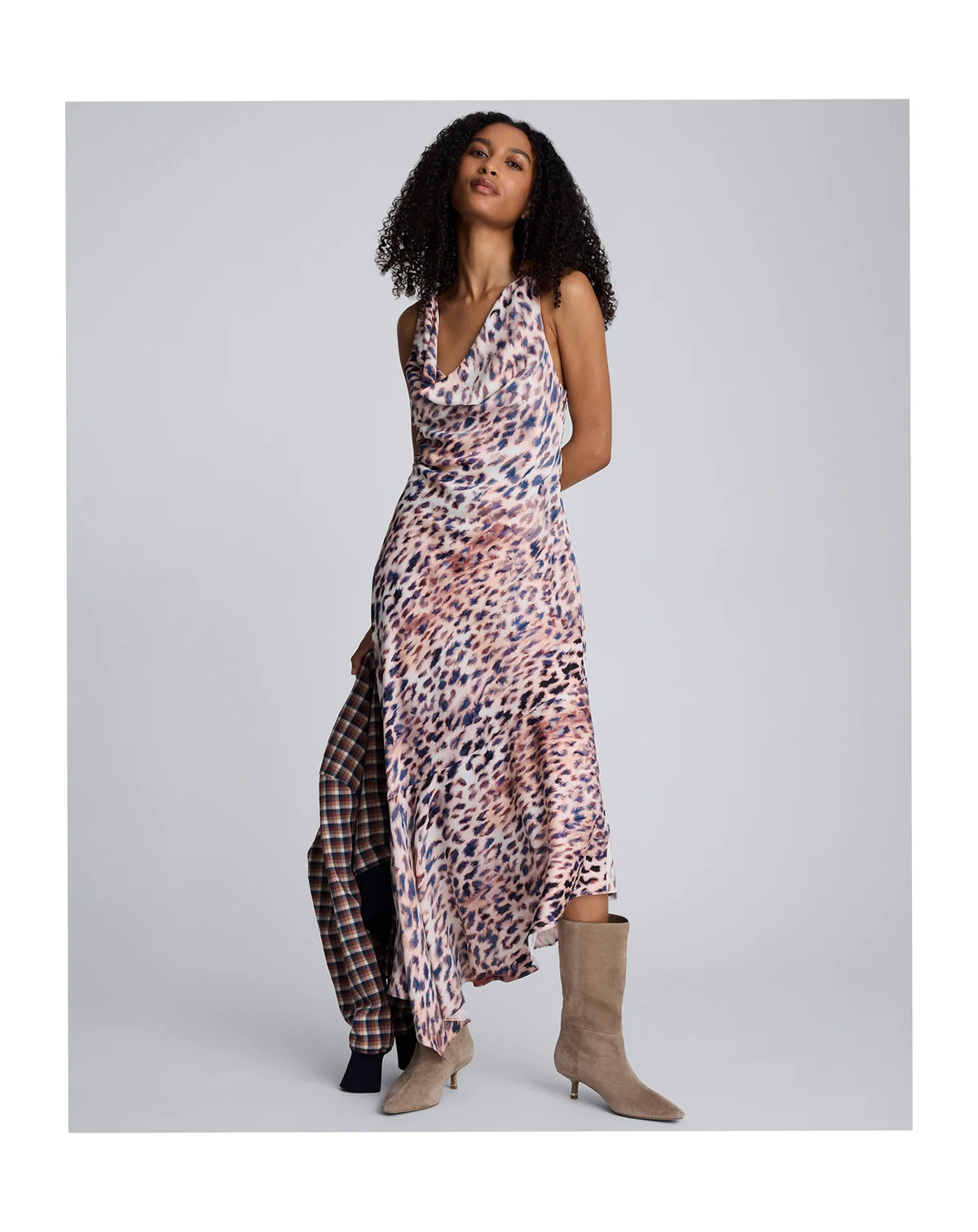 Women's Animal Print Asymmetric Midi Dress