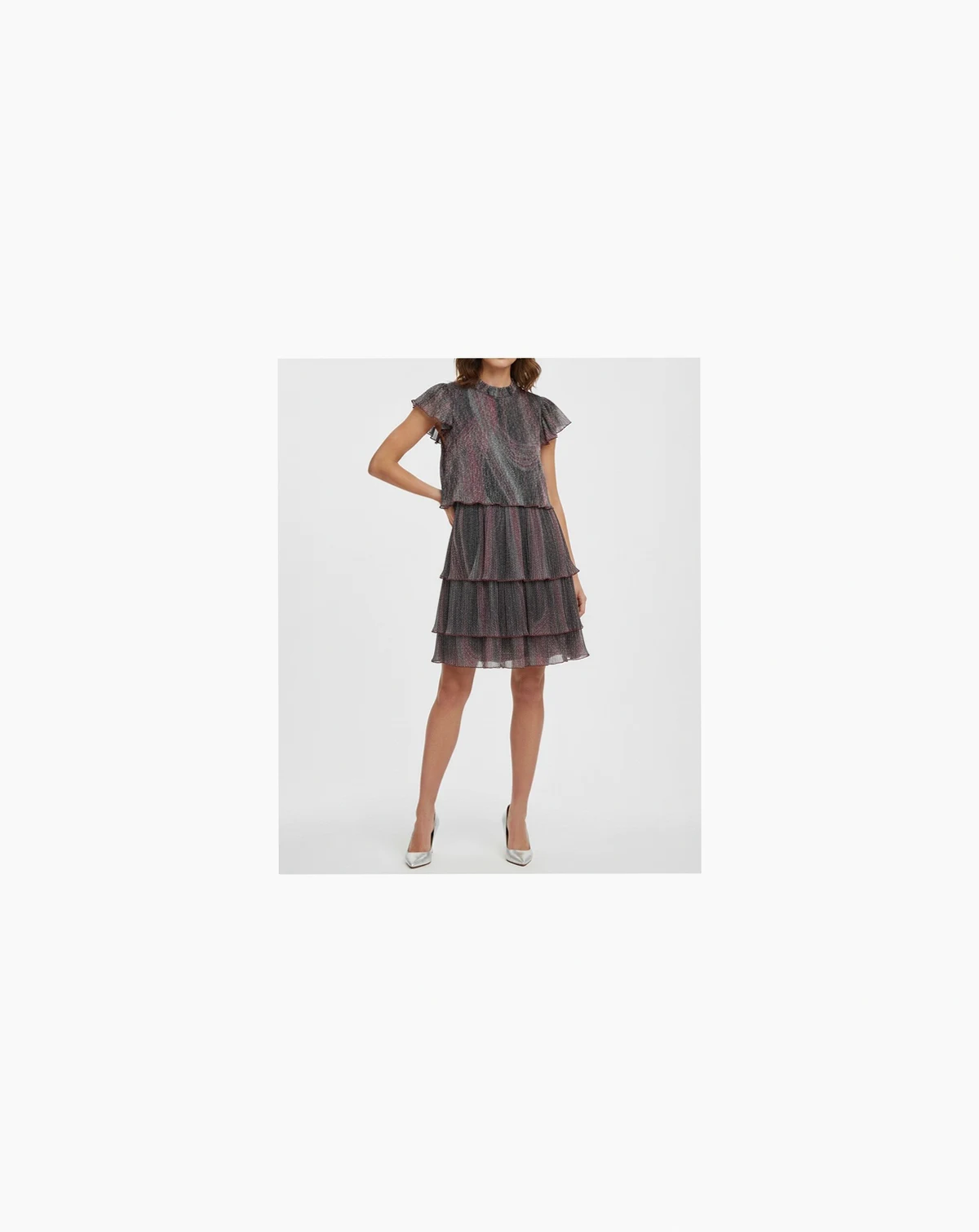 Women's Metallic Crinkle Sleeveless Dress