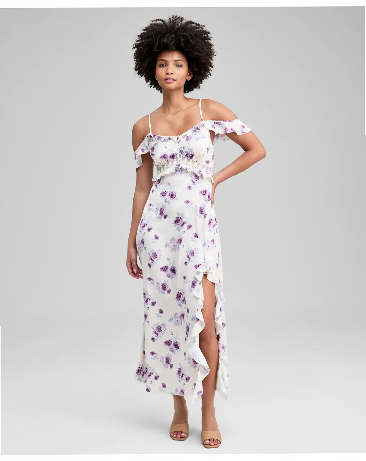 Women's Lace-Inset Ruffle Slip Dress, Macy's Exclusive