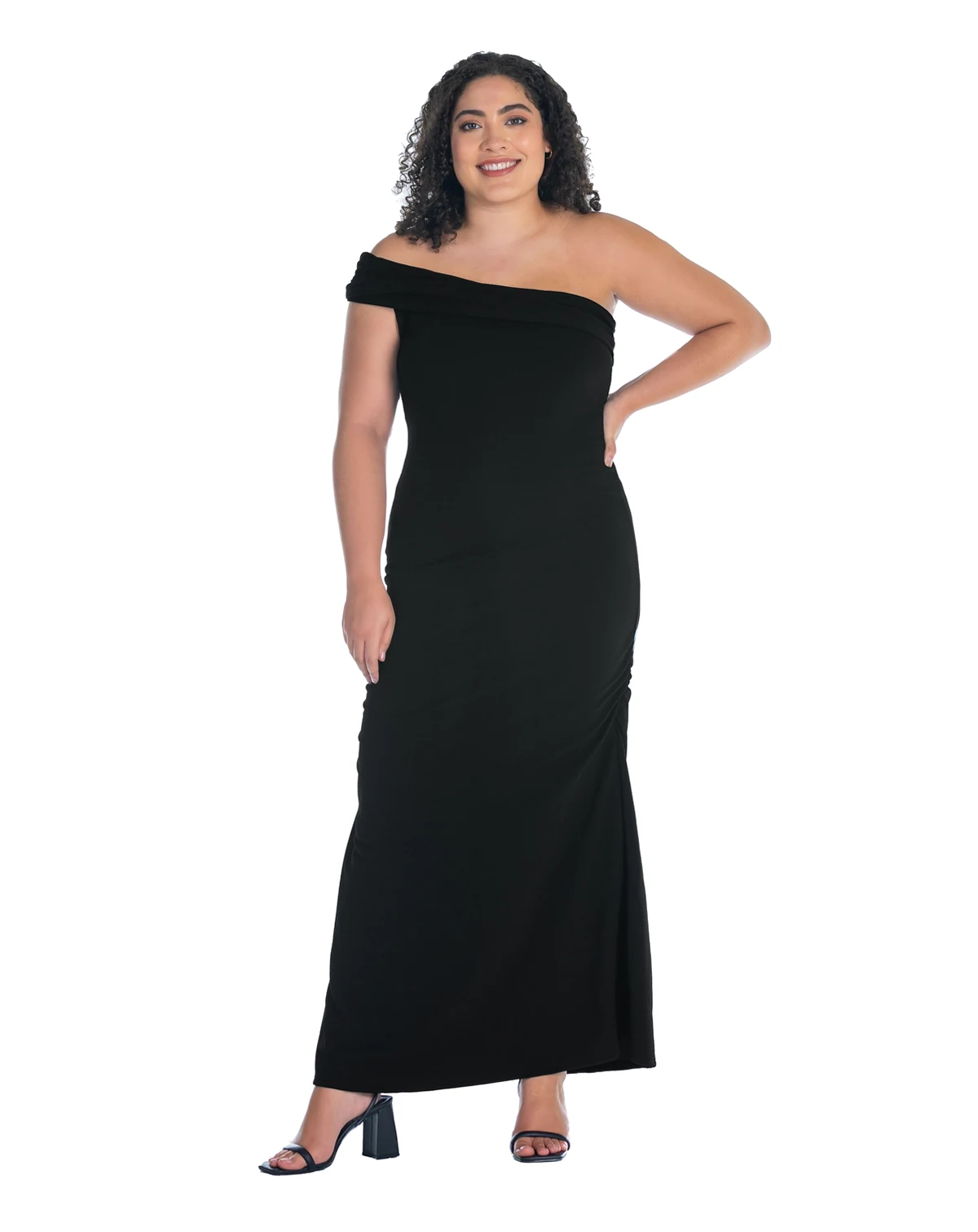 Plus Size Formal One Shoulder Ruched Mermaid Maxi Dress