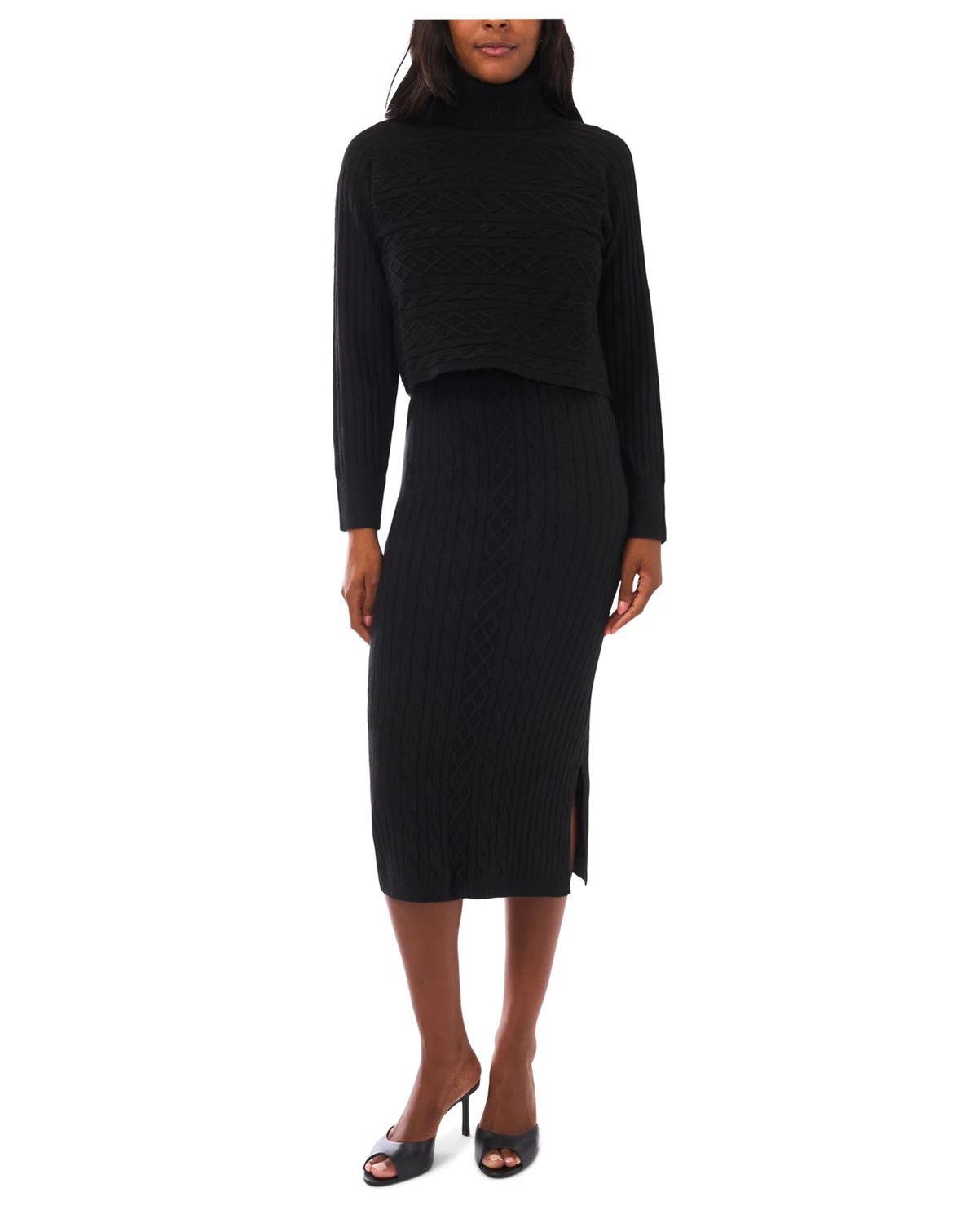 Women's 2-Piece Turtle Neck Sweater and Midi Dress Set