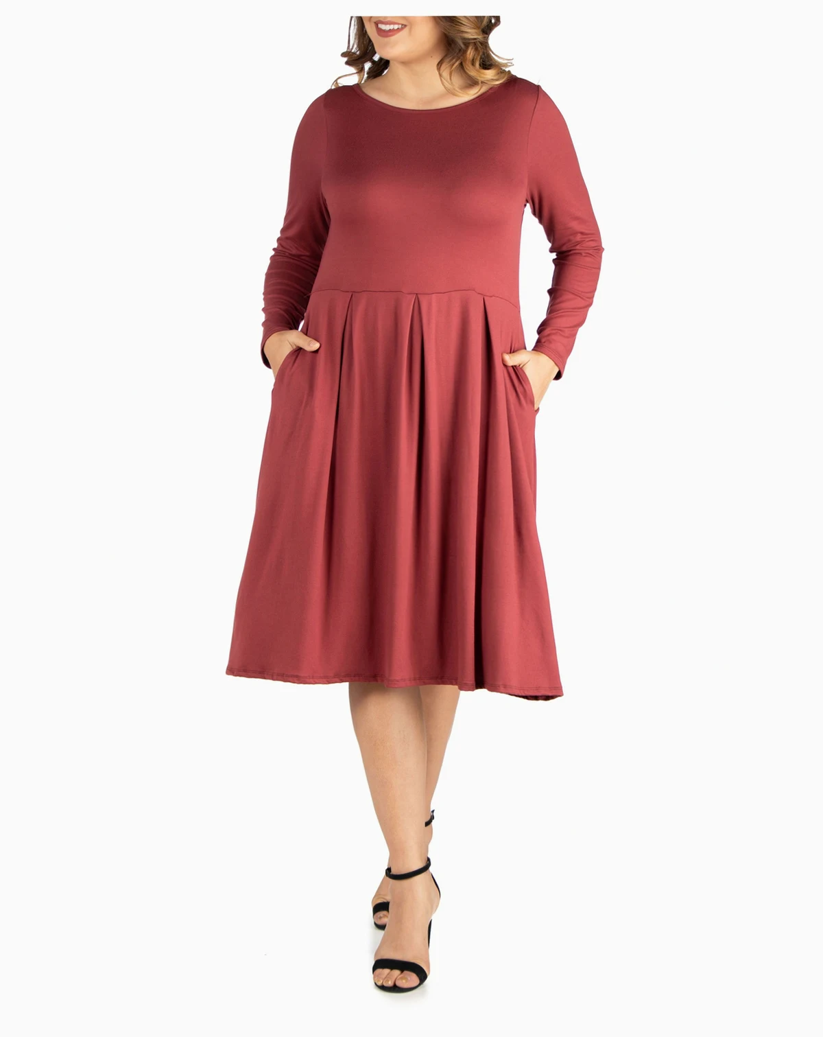 Women's Plus Size Fit and Flare Midi Dress