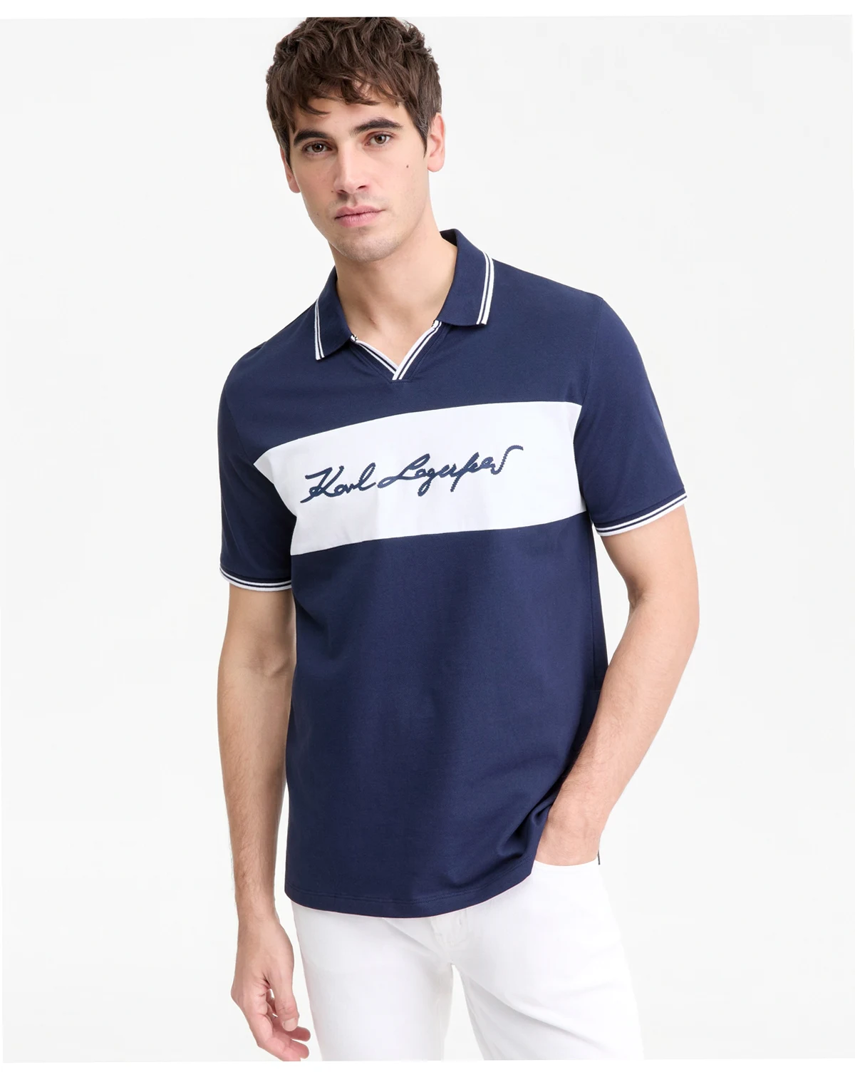 Men's Johnny Collar Logo Polo Shirt