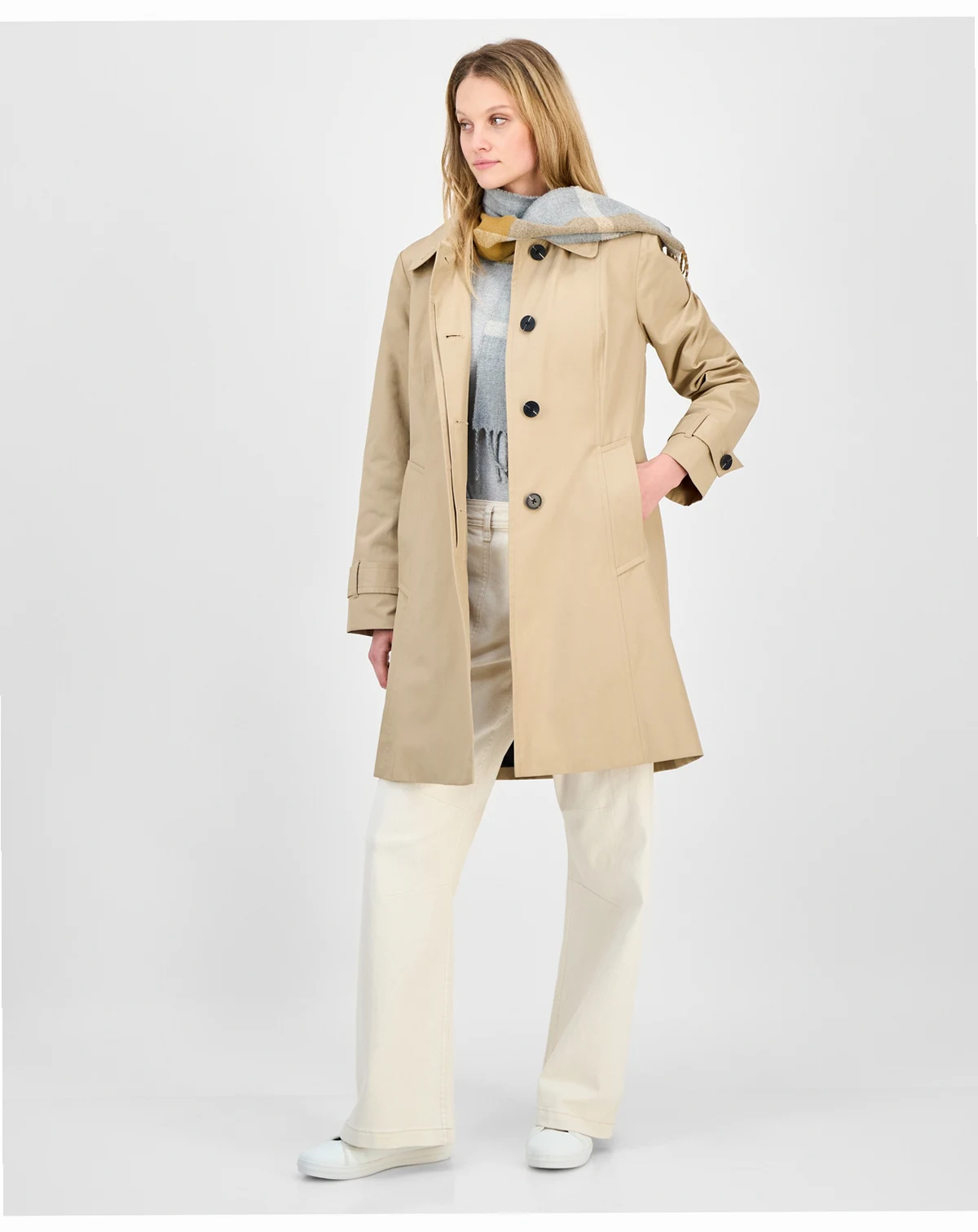 Women's Hooded Scarf Trench Coat