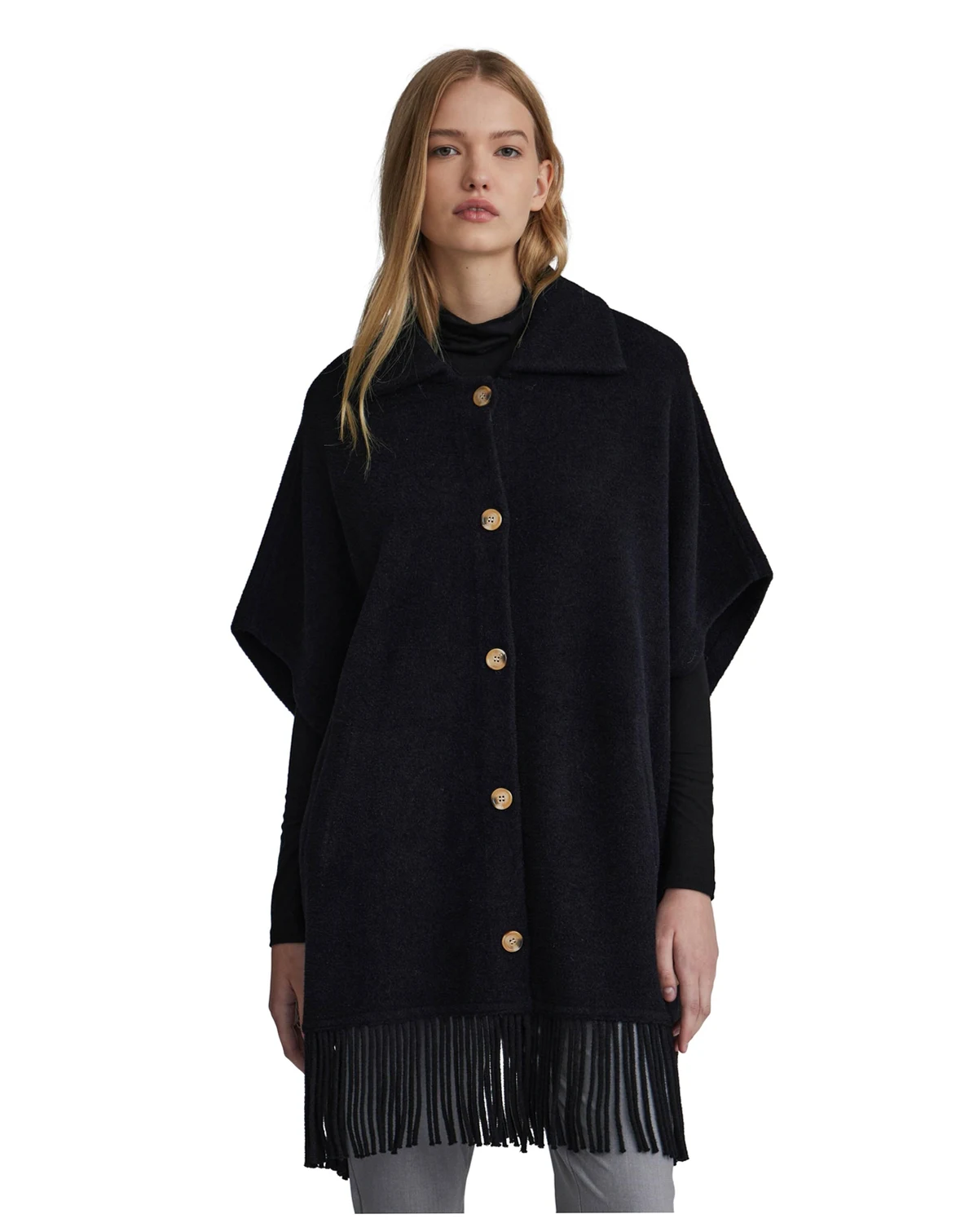 Women's Mink Eyelash Fringe Hem Cape