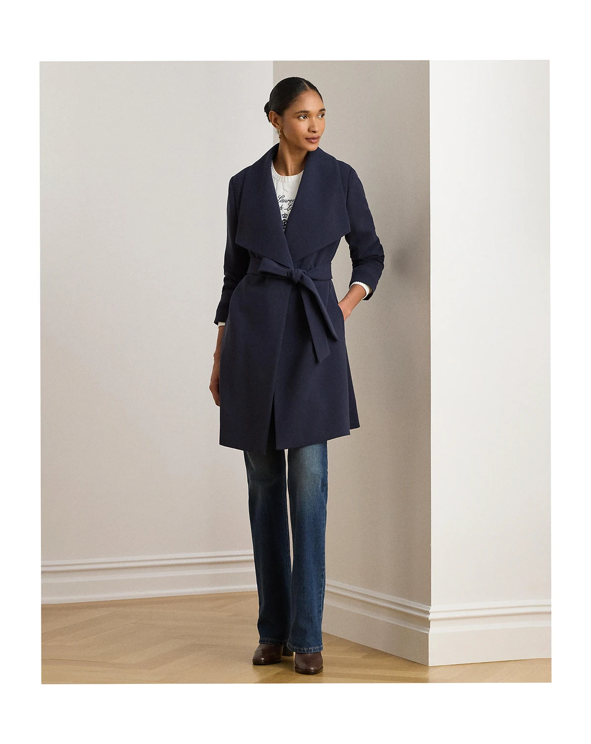 Women's Belted Wing Collar Trench Coat