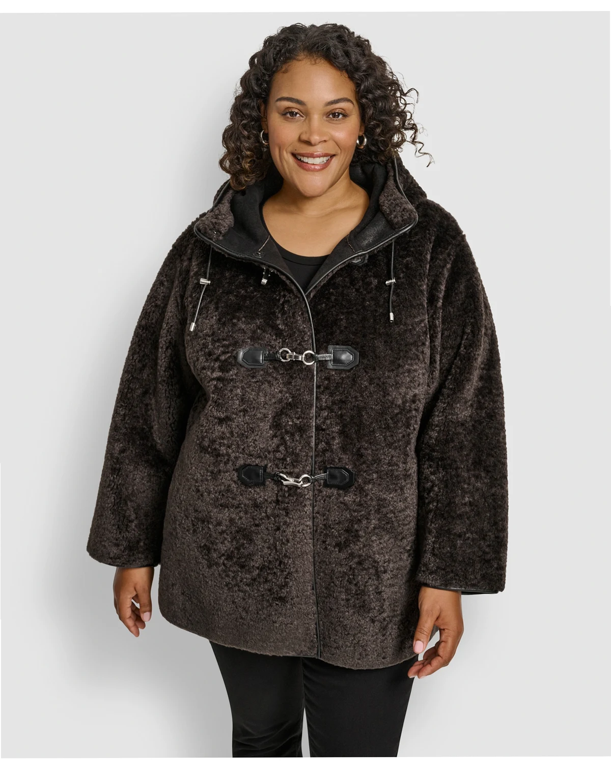 Plus Size Hooded Toggle Coat