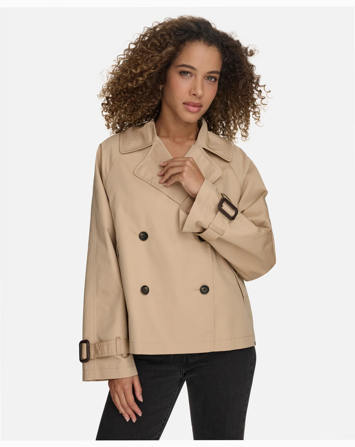 Women's Regular Short Double Breasted Trench Coat