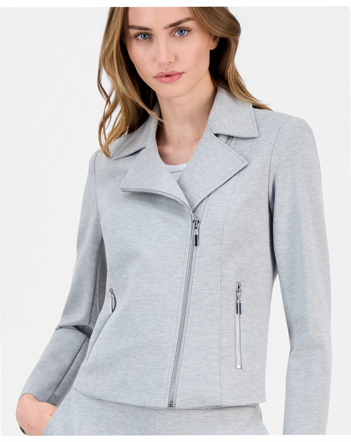 Women's Notched Collar Knit Moto Jacket
