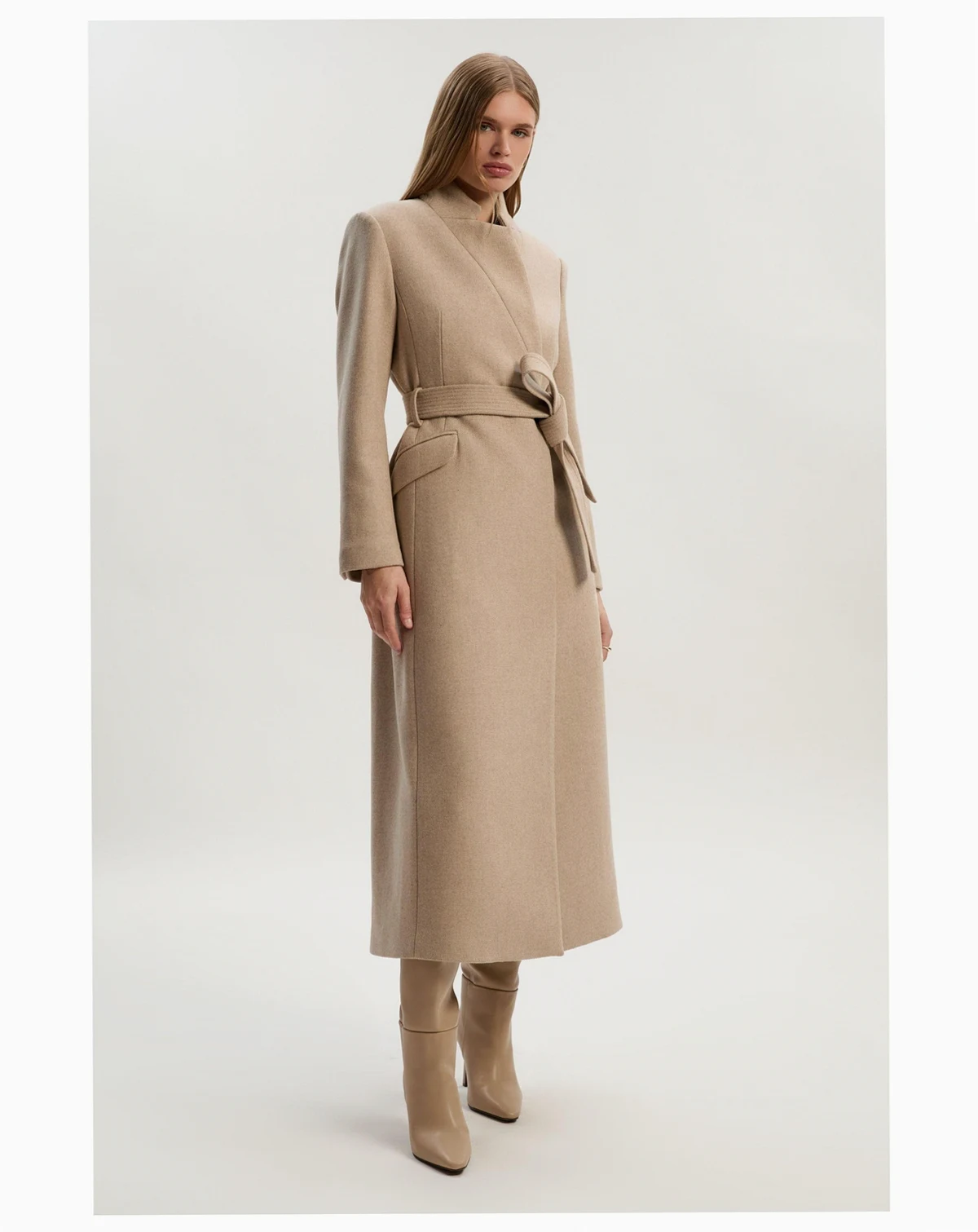 Women's Wool Notch Neck Tailored Maxi Coat