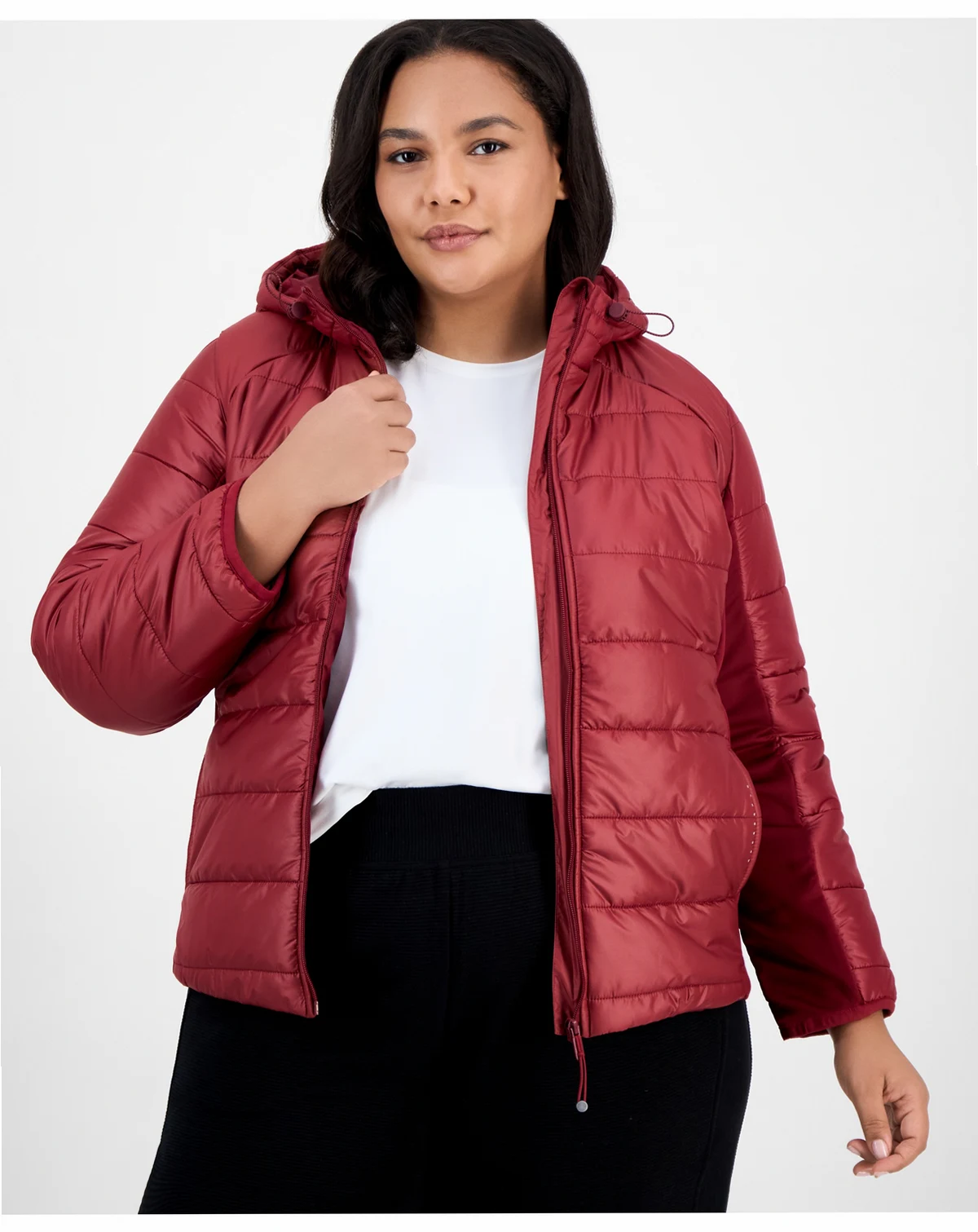 Plus Size Hooded Puffer Jacket, Created for Macy's