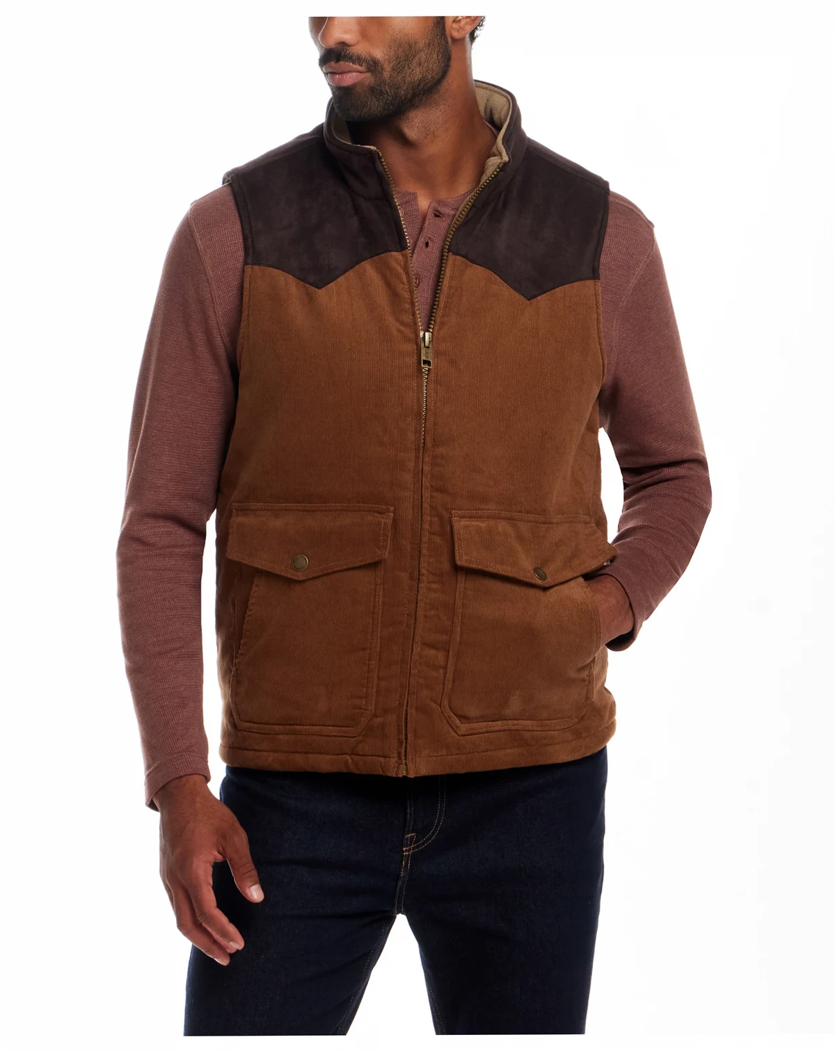 Men's Western Cord Suede Vest
