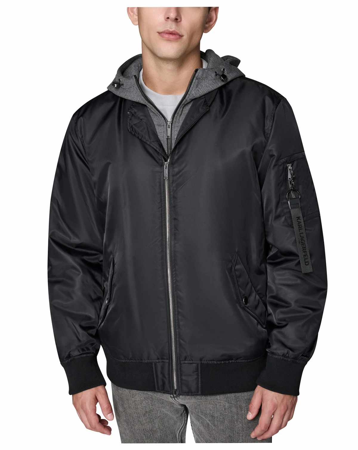 Men's Embroidered Signature Hooded Bomber Jacket