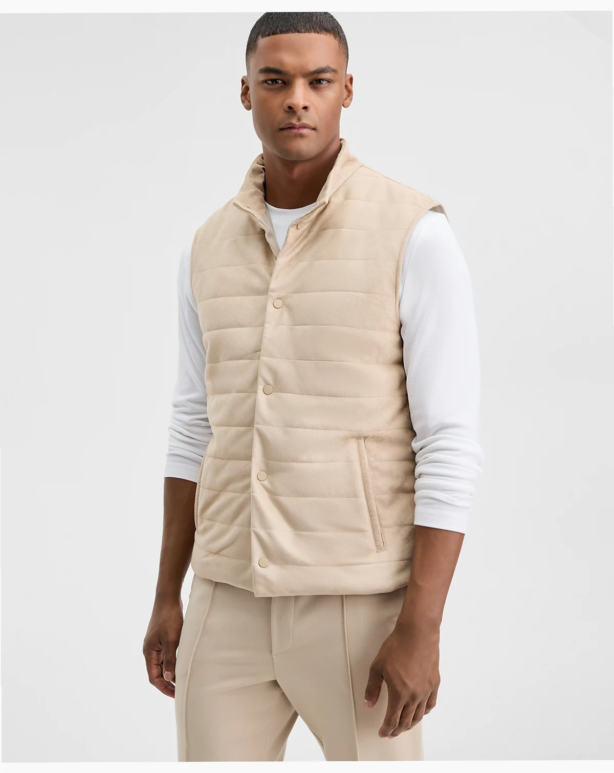 Men's Faux Suede Quilted Vest, Macy's Exclusive