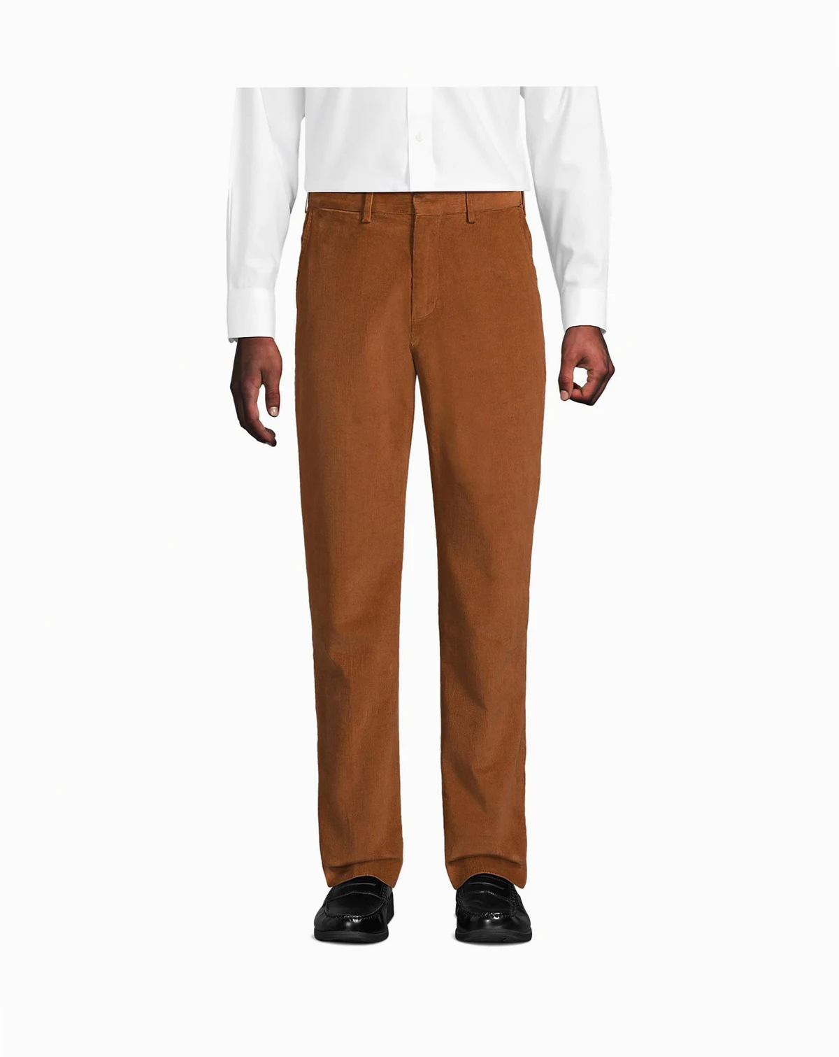 Men's Corduroy Comfort Waist Classic Fit Plain Front Pant