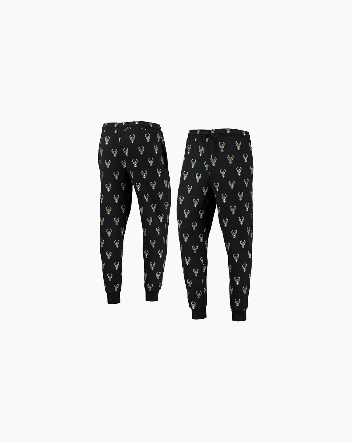 Men's Black Milwaukee Bucks Allover Logo Jogger Pants