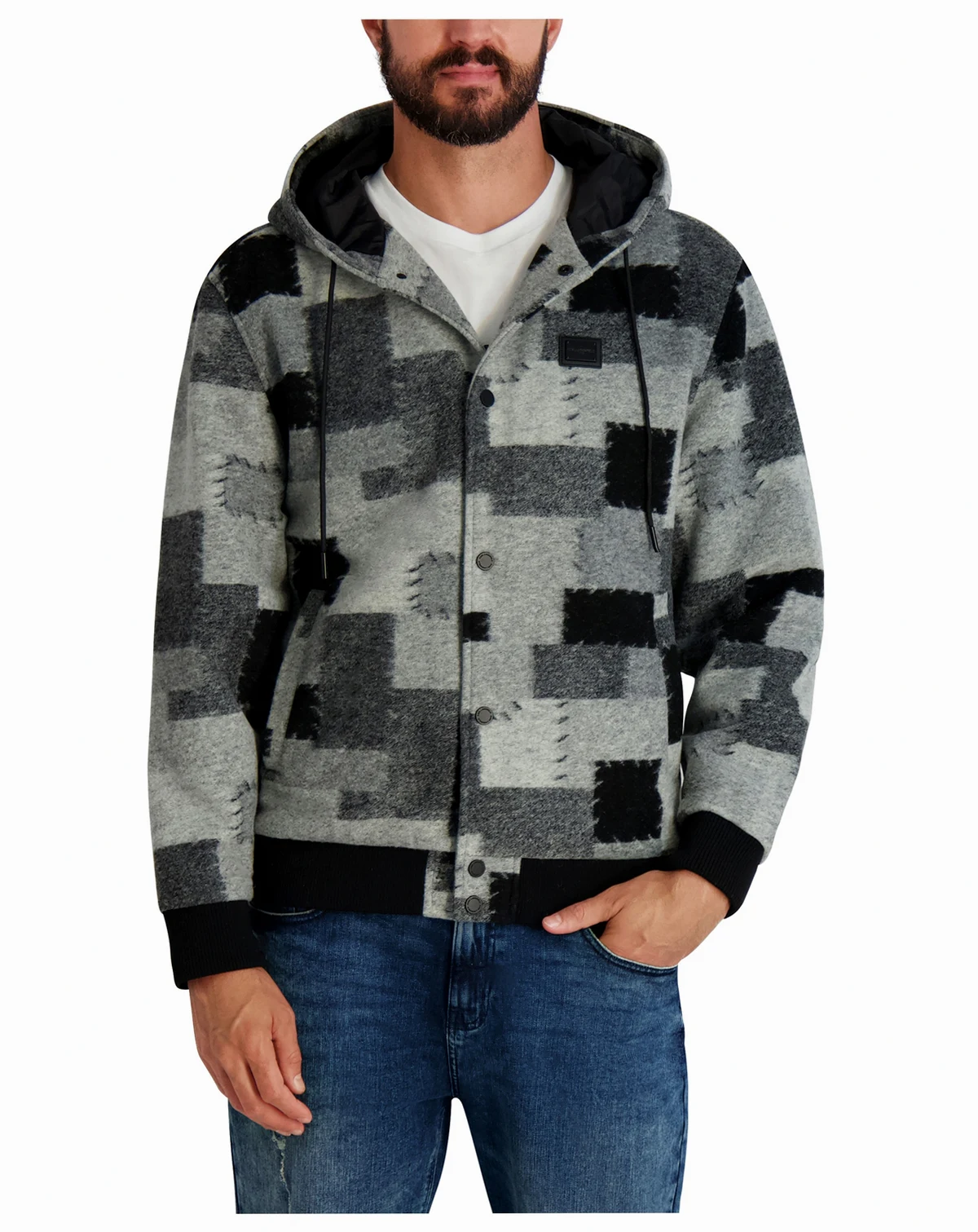 Men's Patch Detail Hooded Jacket