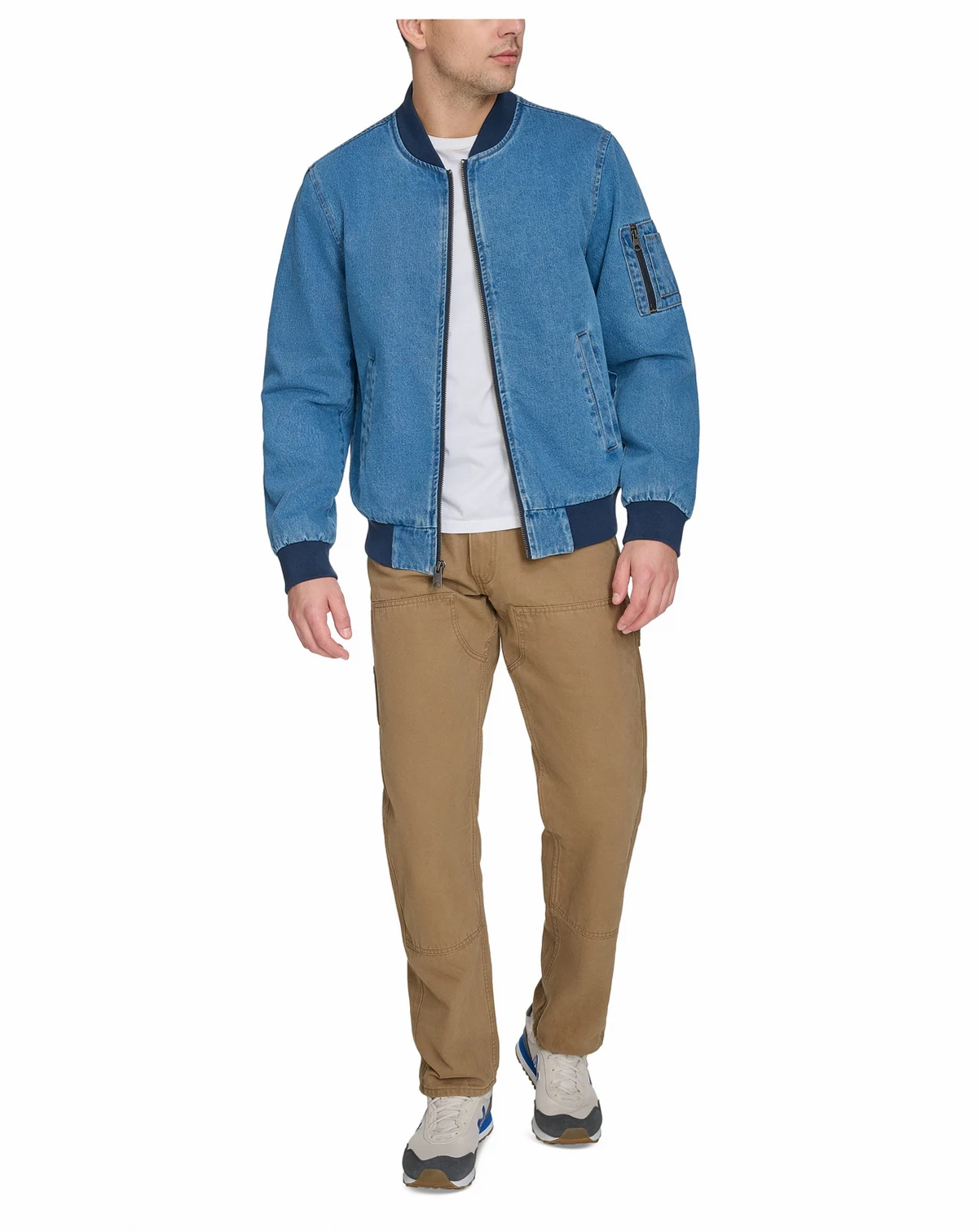 Men's Flight Full-Zip Denim Bomber Jacket