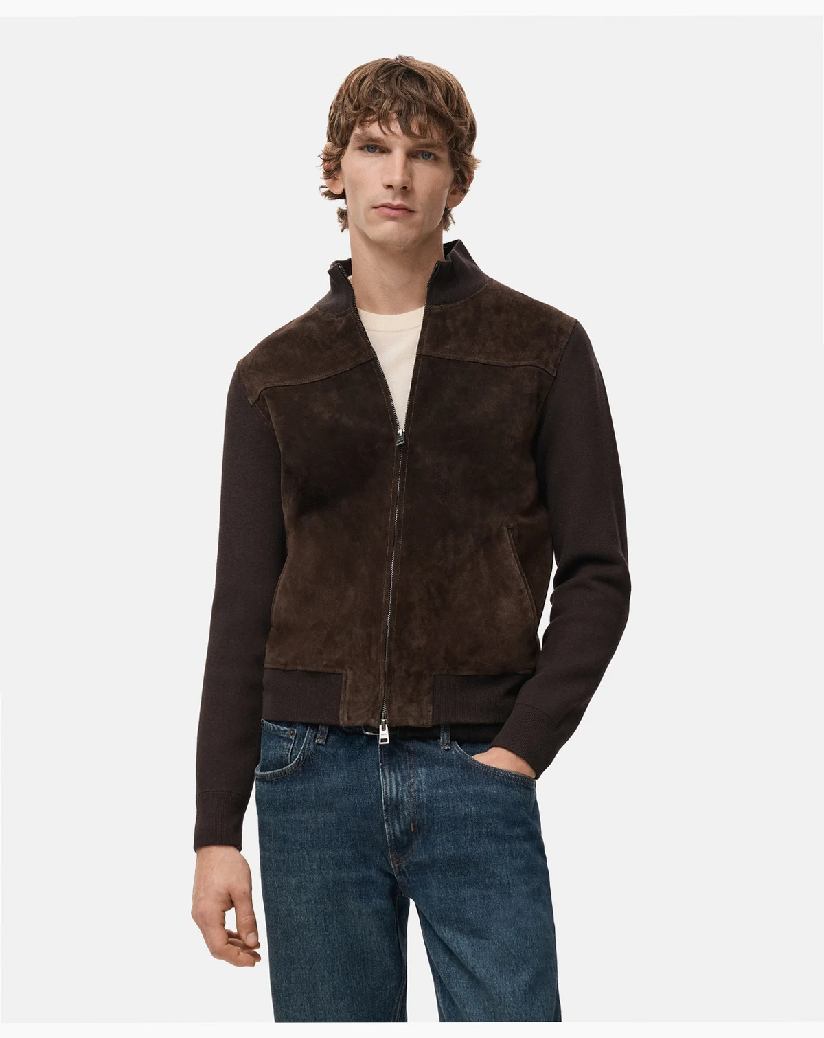 Men's Combined Leather And Suede Jacket