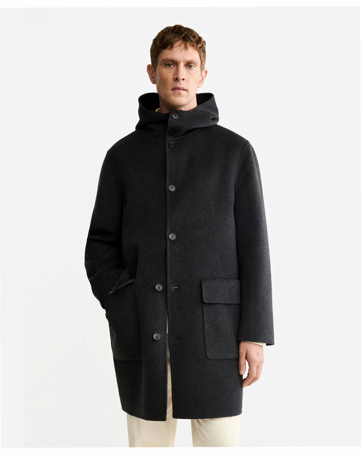 Men's Handmade Wool Hood Coat