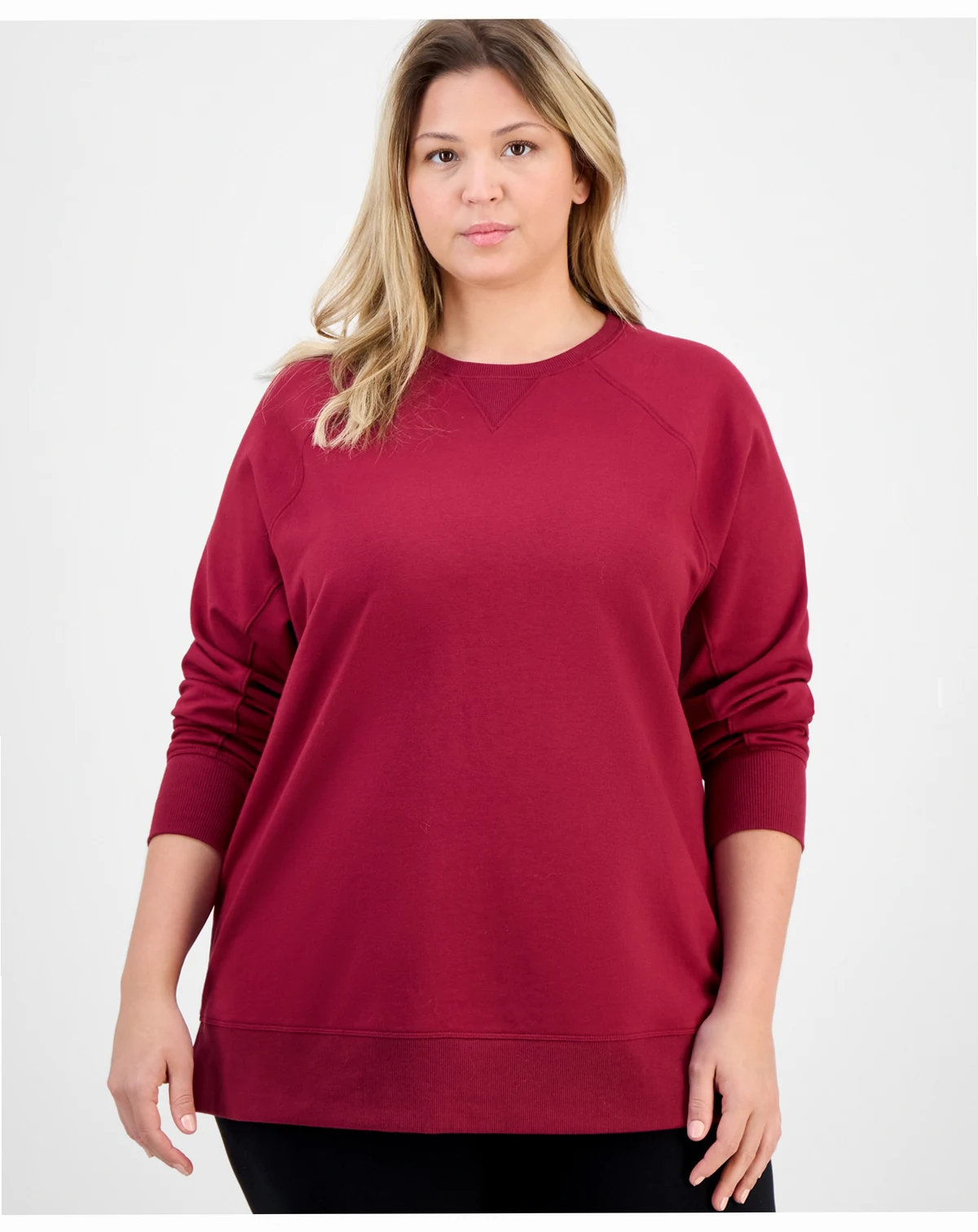 Plus Size Crewneck Raglan-Sleeve Tunic Top, Macy's Exclusive