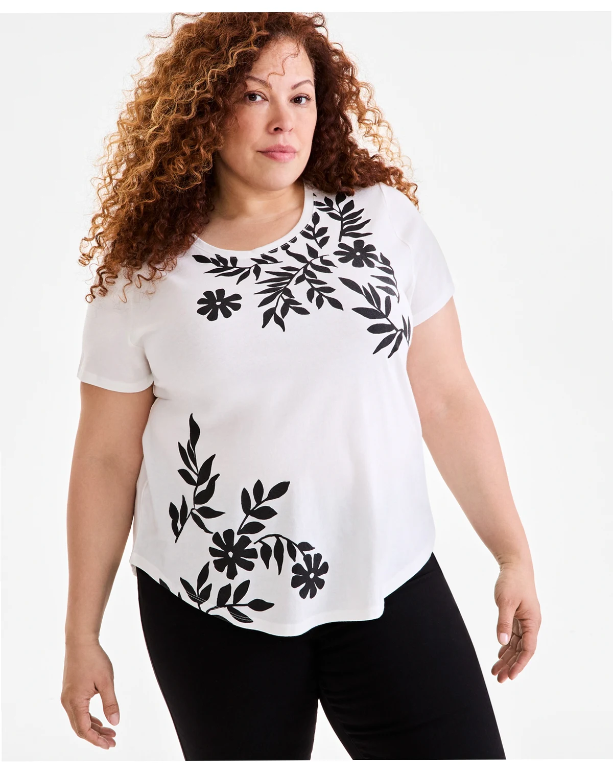 Plus Size Printed Crewneck Tee, Exclusively at Macy's