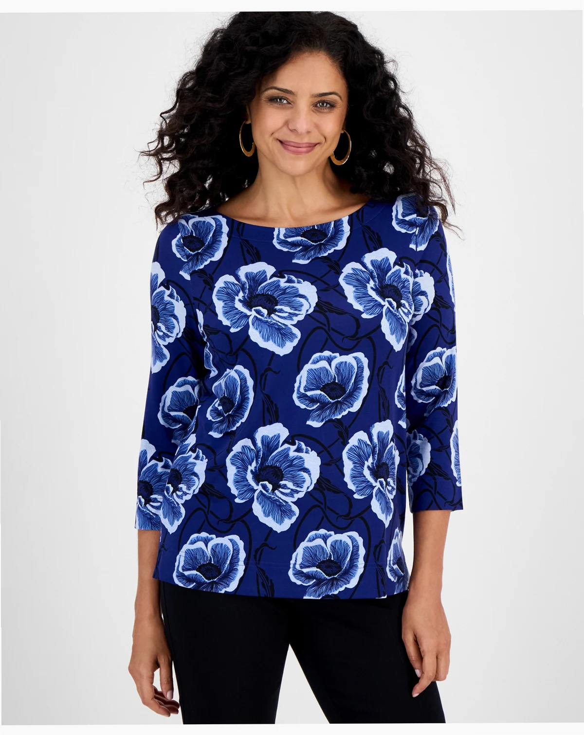 Petite Modern 3/4-Sleeve Boat-Neck Top, Macy's Exclusive