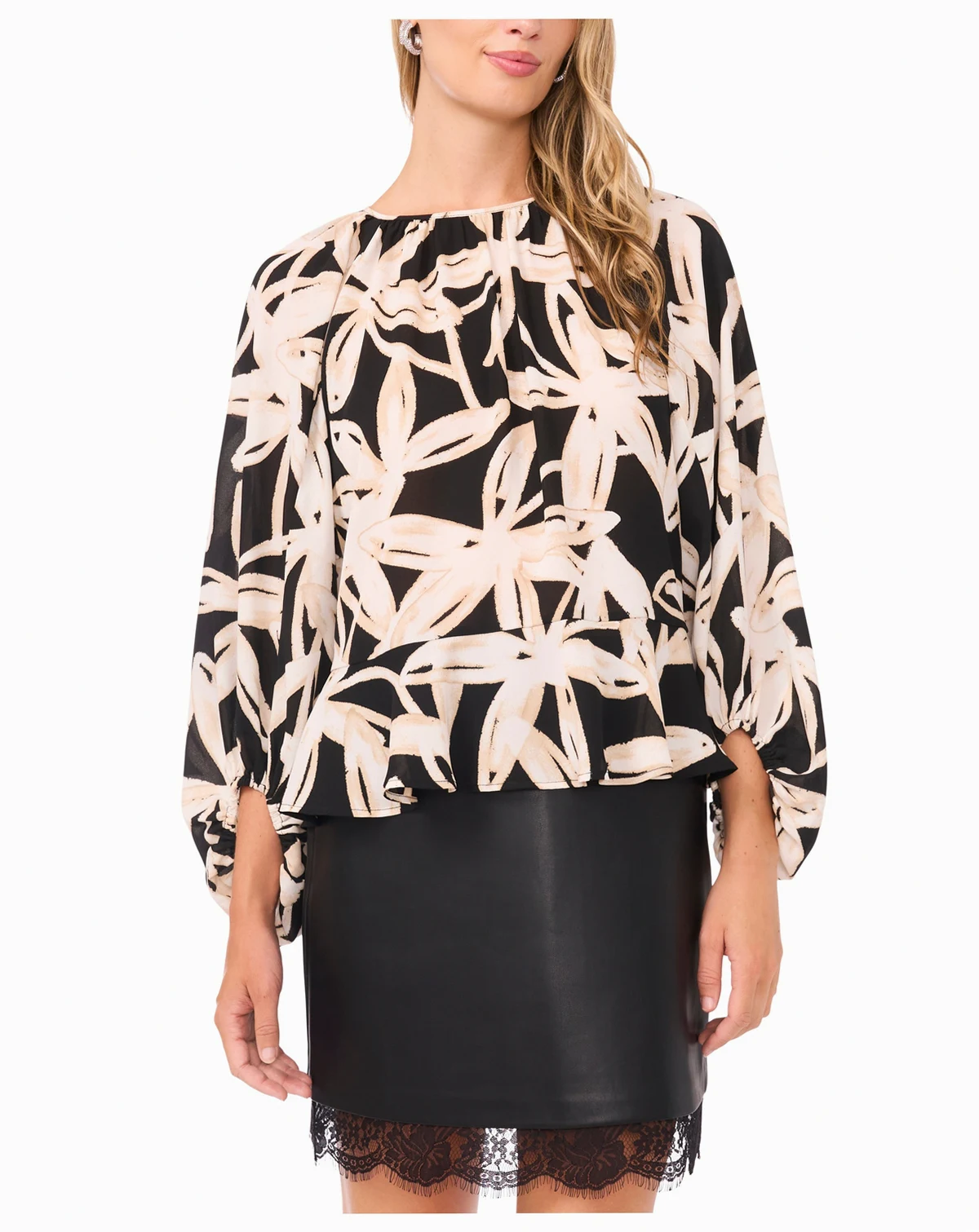 Women's Ruffle Crewneck Long Sleeve Top