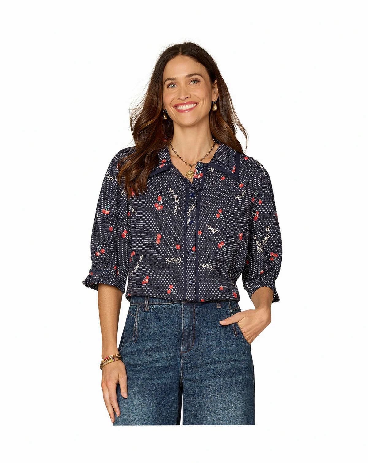 Petite Button-Down Woven Shirt