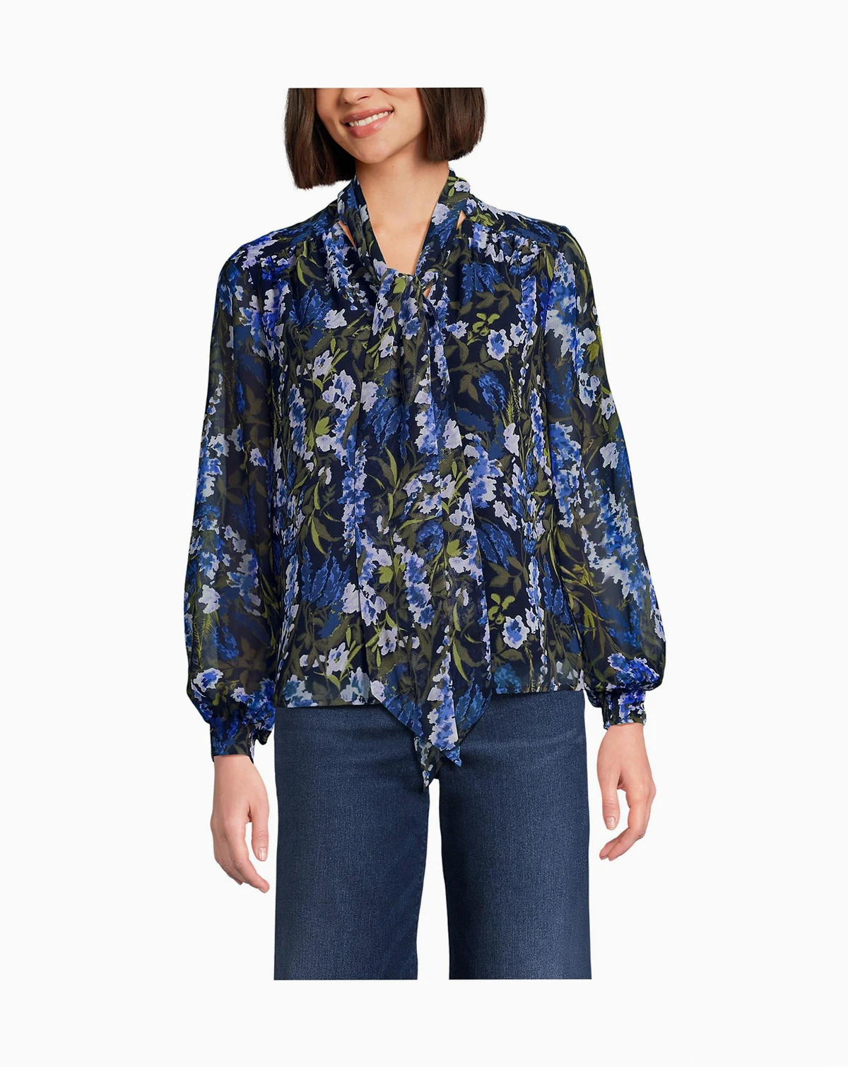 Women's Chiffon Removable Tie Neck Blouse
