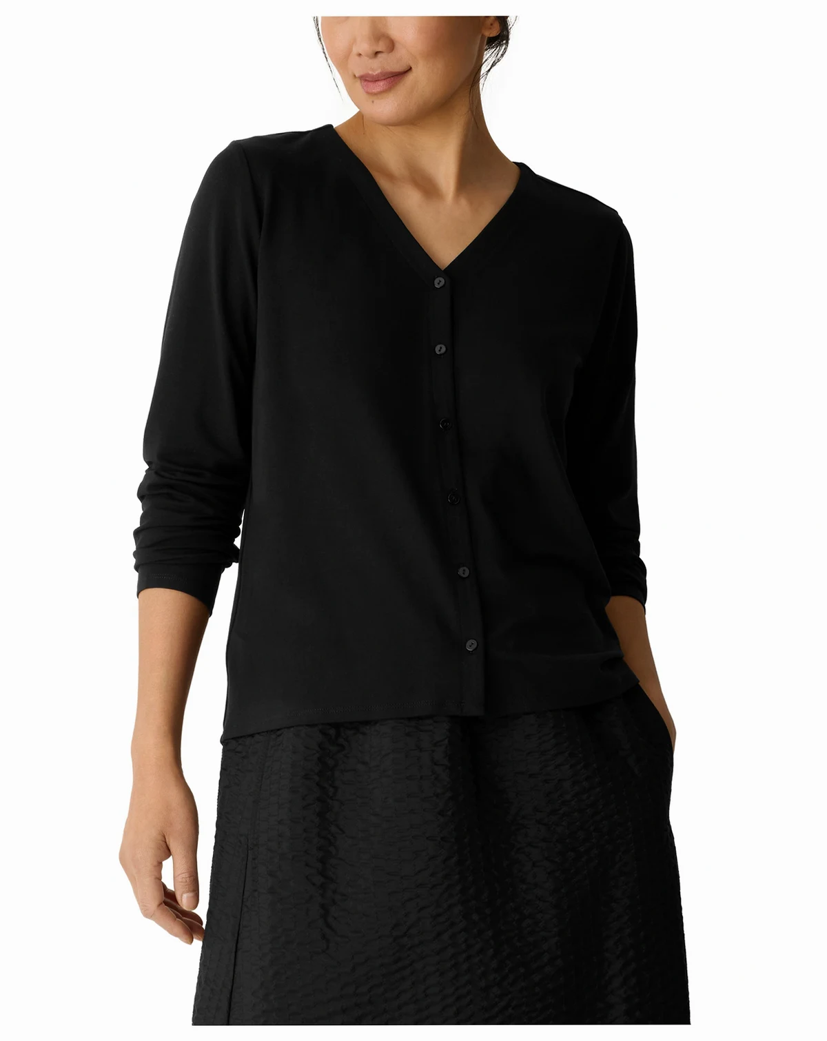 Women's V-Neck Button Front Top