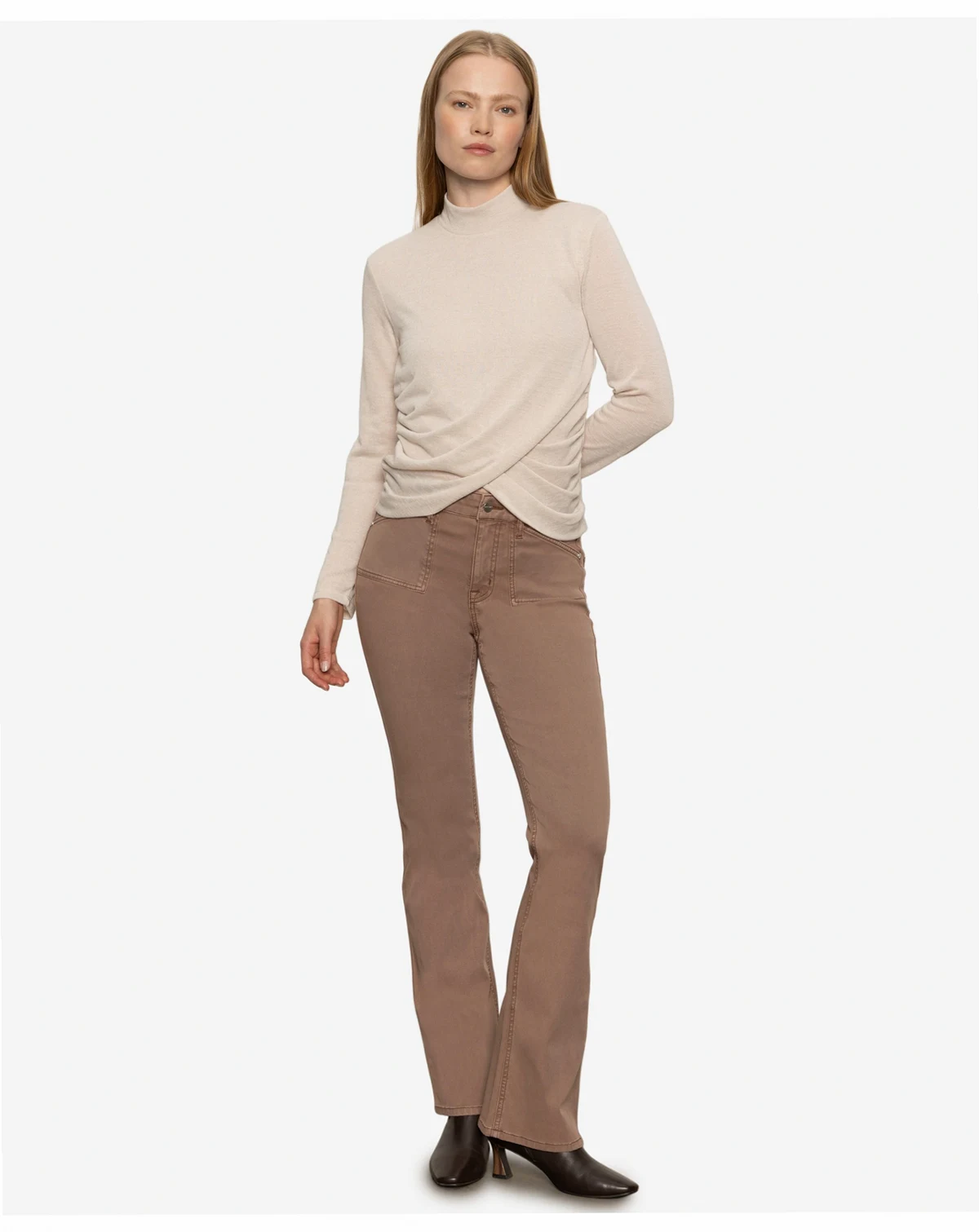 Women's Draped Mock Neck Top