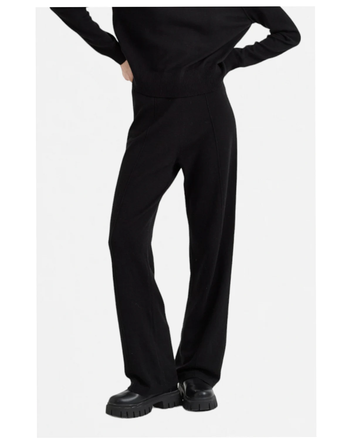 Women's Wool & Cashmere Wide Leg Track Pant