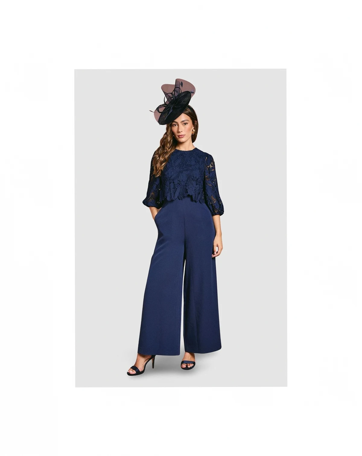 Women's Lace Overlay Wide Leg Jumpsuit