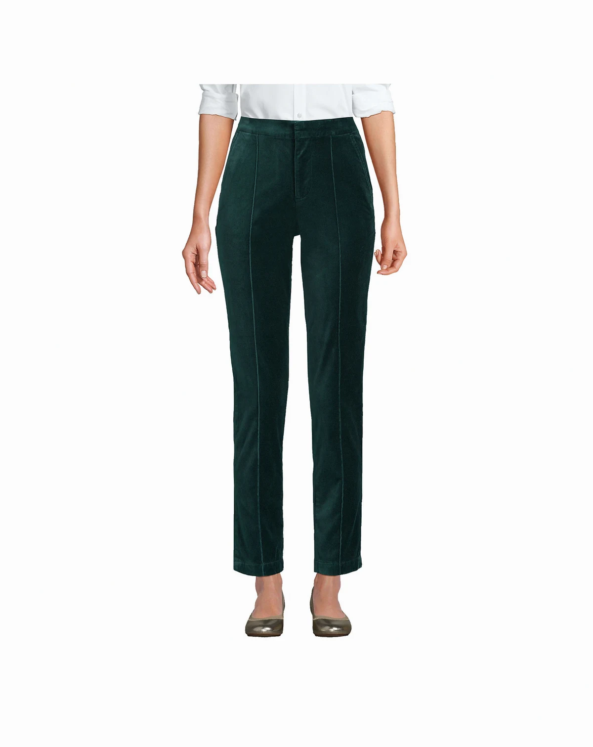 Women's Velvet High Rise Pin tuck Pencil Ankle Pants
