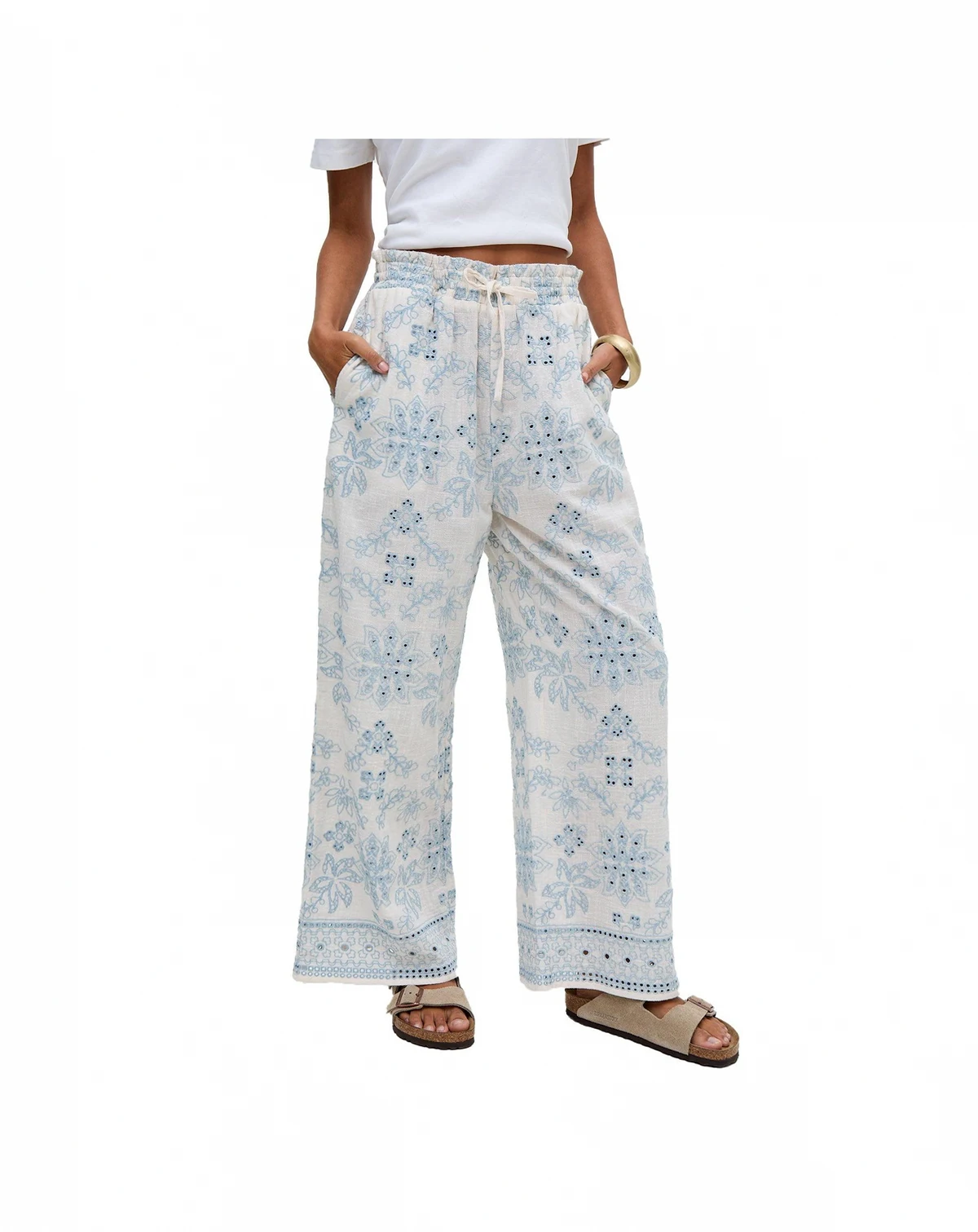 Women's Cherice Wide leg All Over Embroidered Trouser