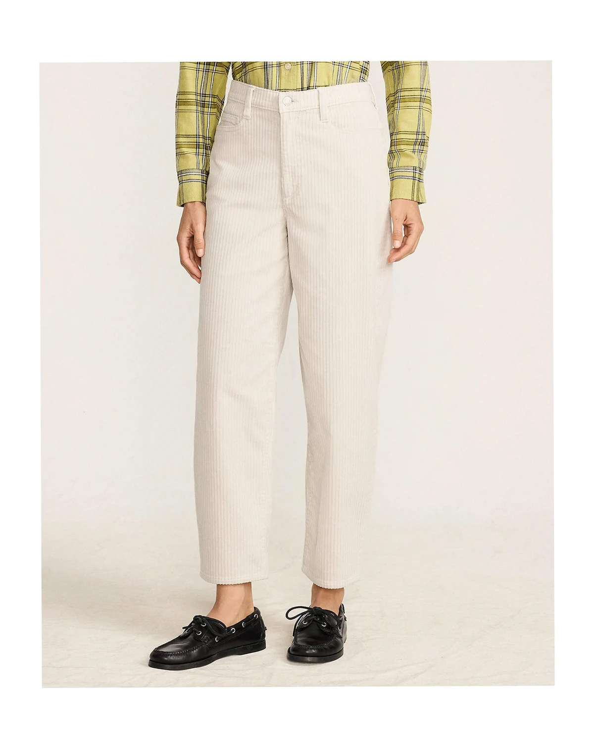 Women's Corduroy High Rise Barrel Leg Ankle Pants