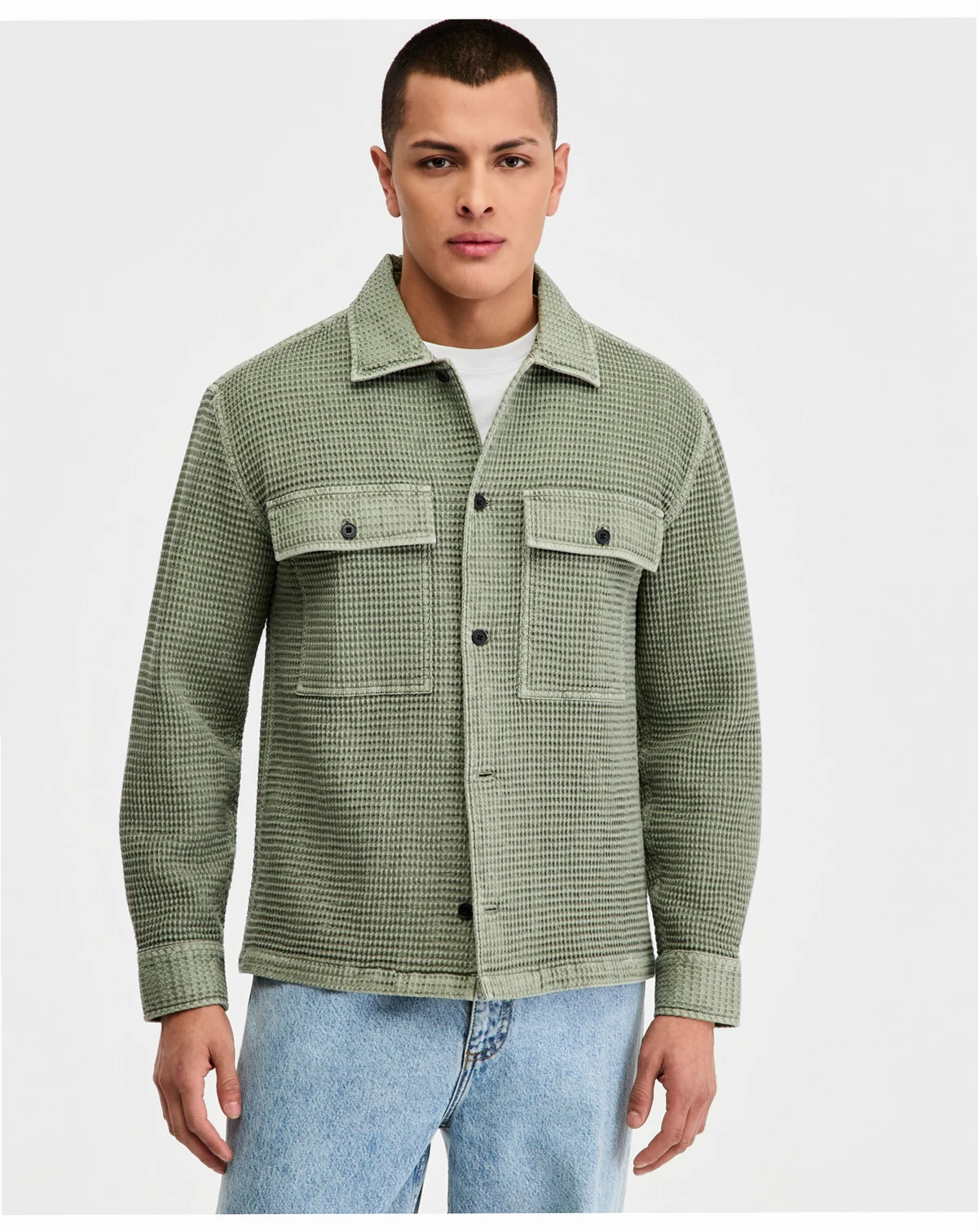 Men's Cotton Fisherman Textured Overshirt, Macy's Exclusive