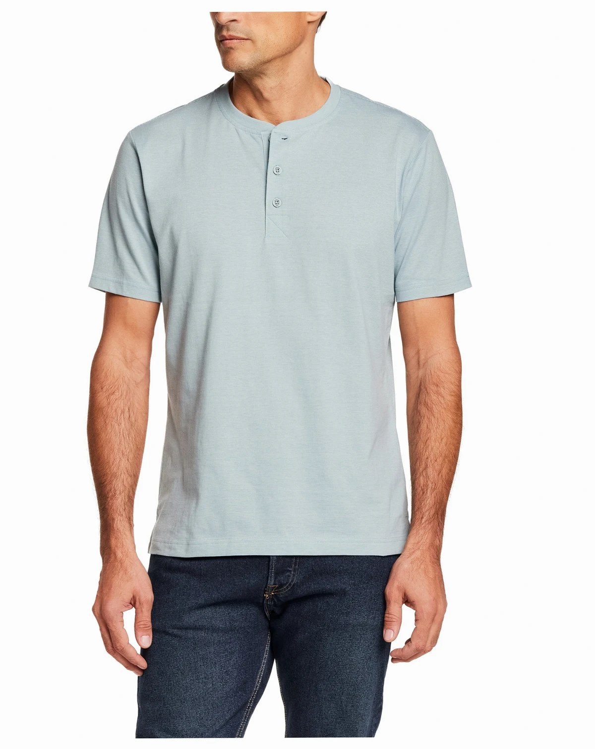 Men's Short-Sleeve Micro-Stripe Henley T-Shirt