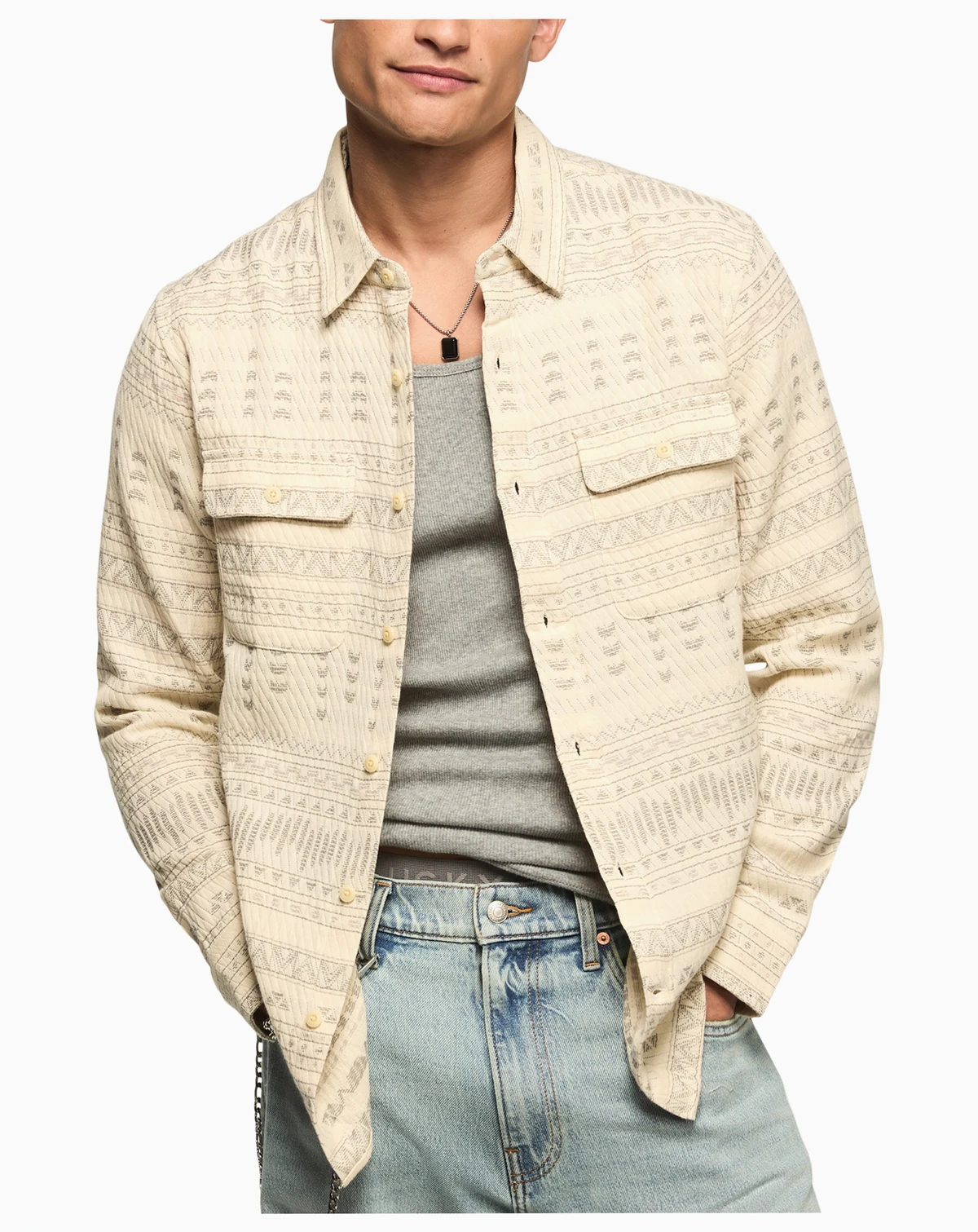 Men's Jacquard Humboldt Utility Button-Front Shirt